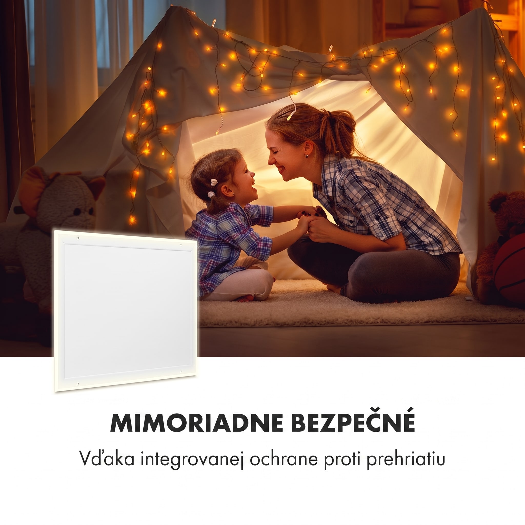 Klarstein Midnight Sun, infračervený stropný ohrievač, 70,5 x 70,5 cm, 350 W, biely – Obrázok 3