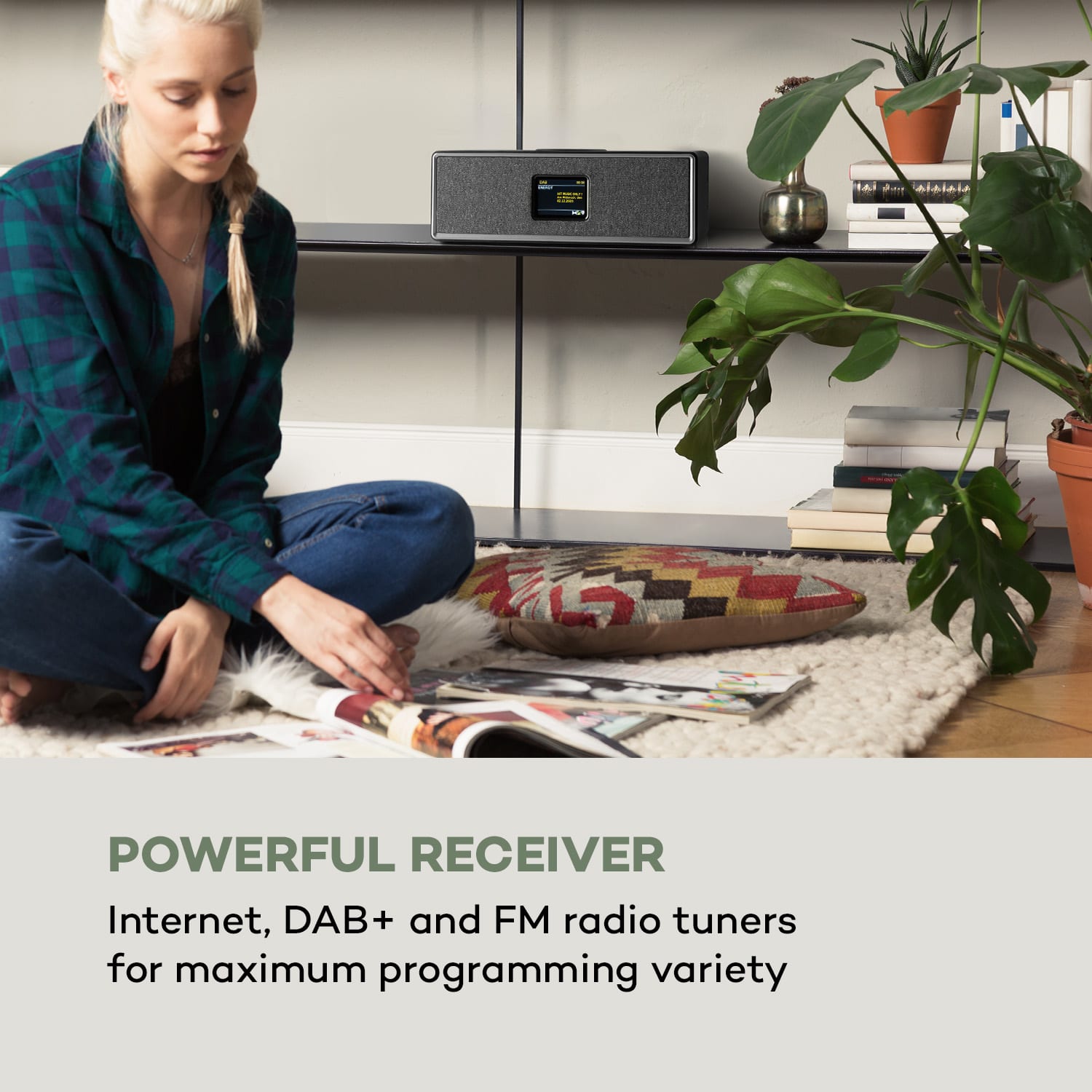 Auna Simpfy Wireless, reproduktor, DAB+/FM, BT, LCD-displej, drevené telo – Obrázok 2