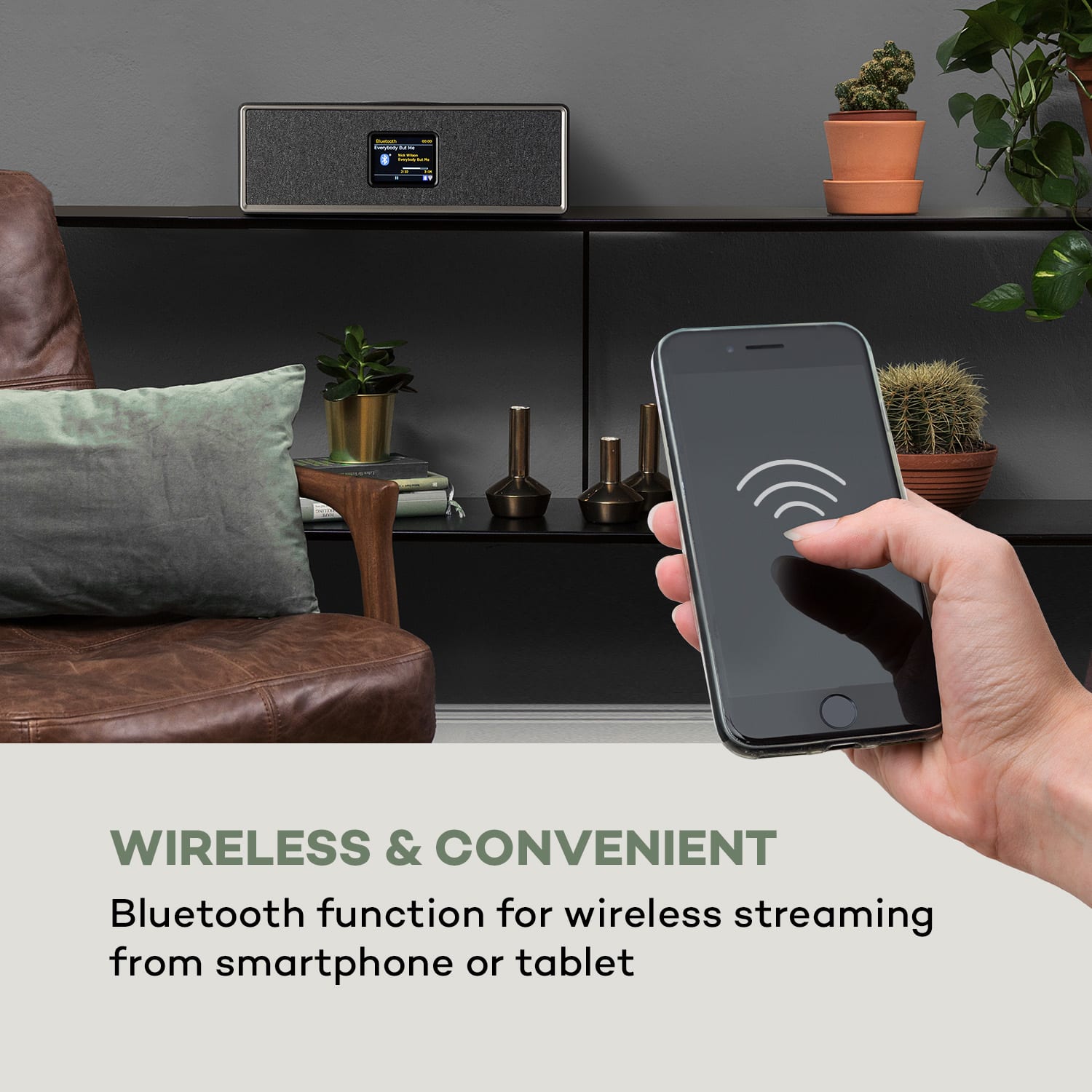 Auna Simpfy Wireless, reproduktor, DAB+/FM, BT, LCD-displej, drevené telo – Obrázok 4