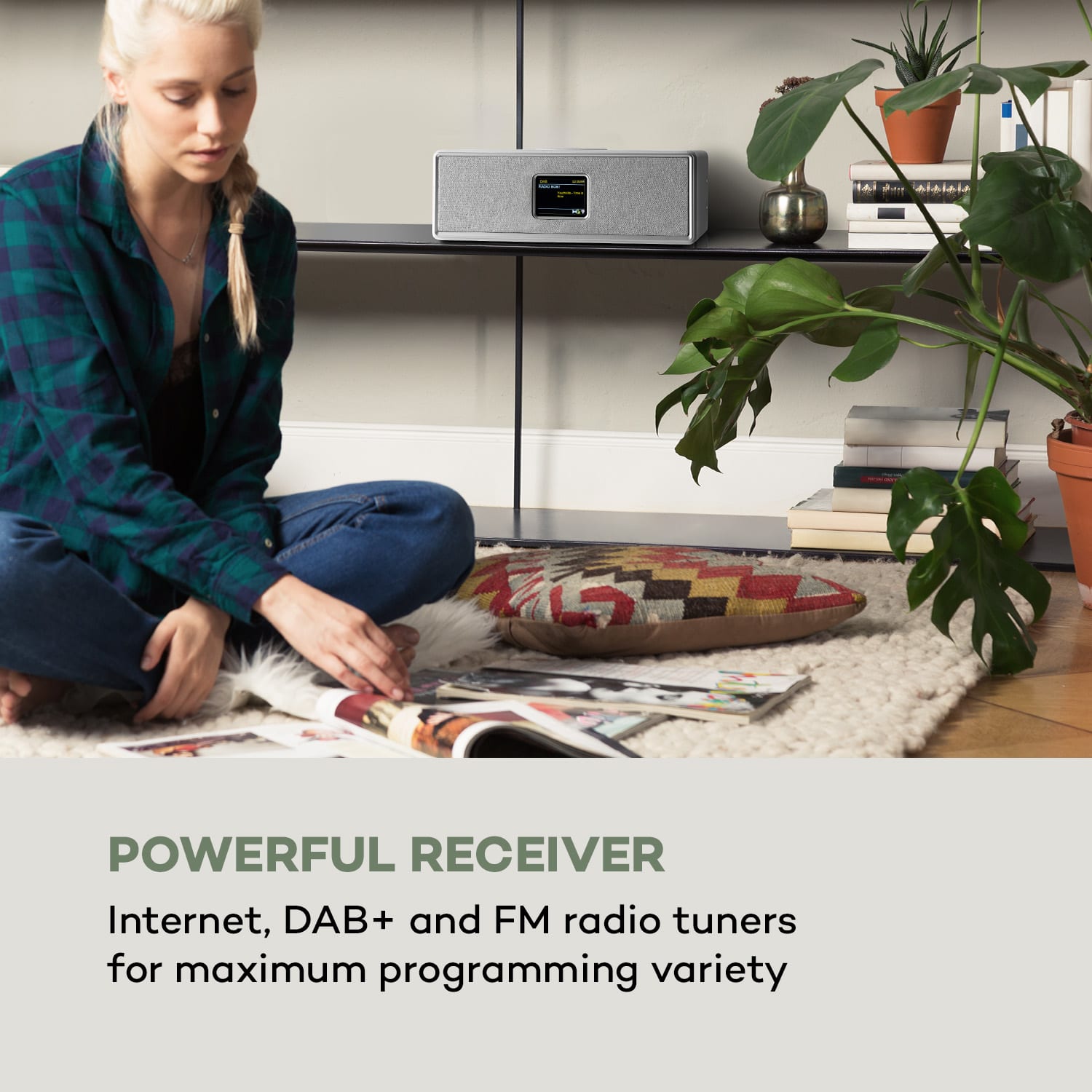 Auna Simpfy Wireless, reproduktor, DAB+/FM, BT, LCD-displej, drevené telo – Obrázok 2