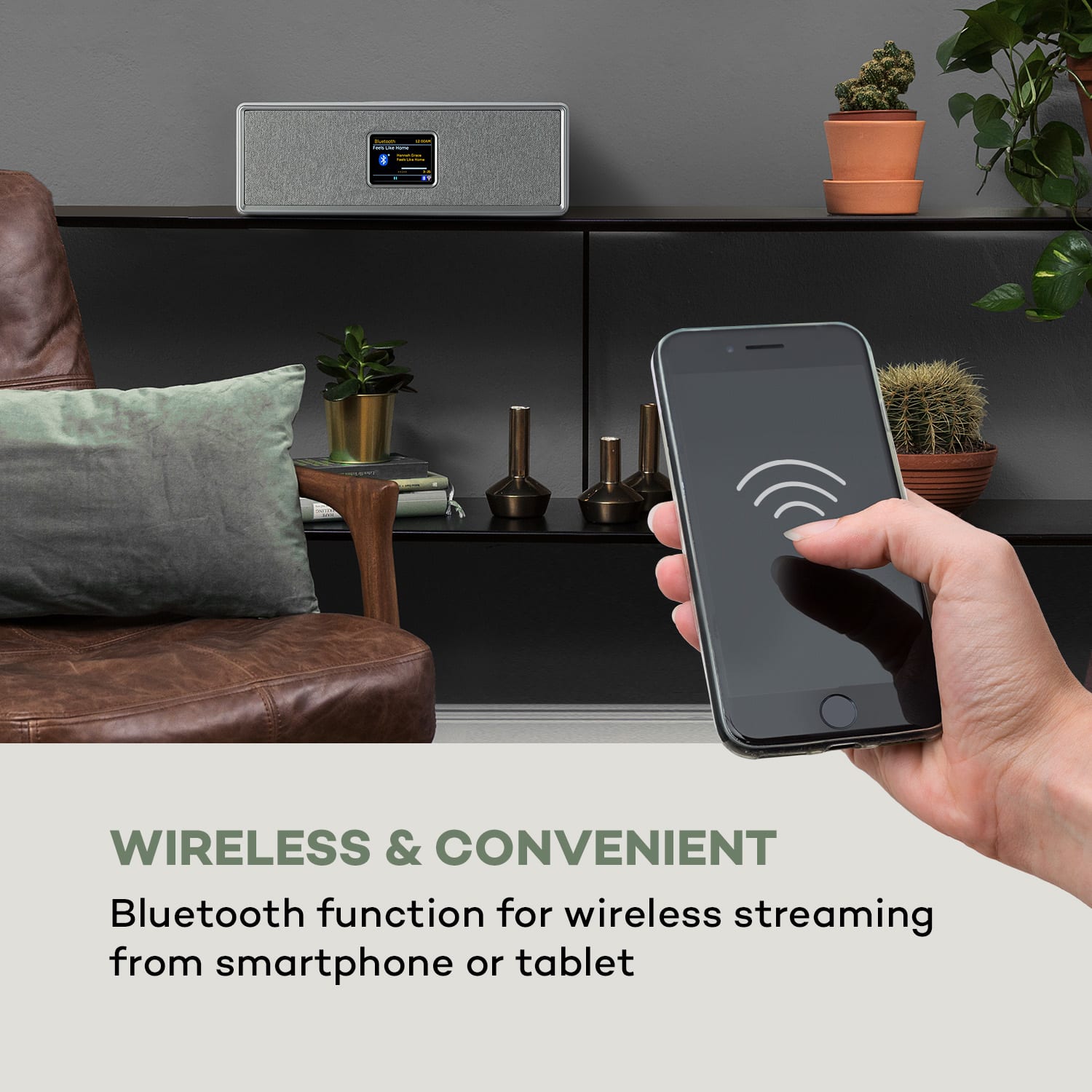 Auna Simpfy Wireless, reproduktor, DAB+/FM, BT, LCD-displej, drevené telo – Obrázok 4