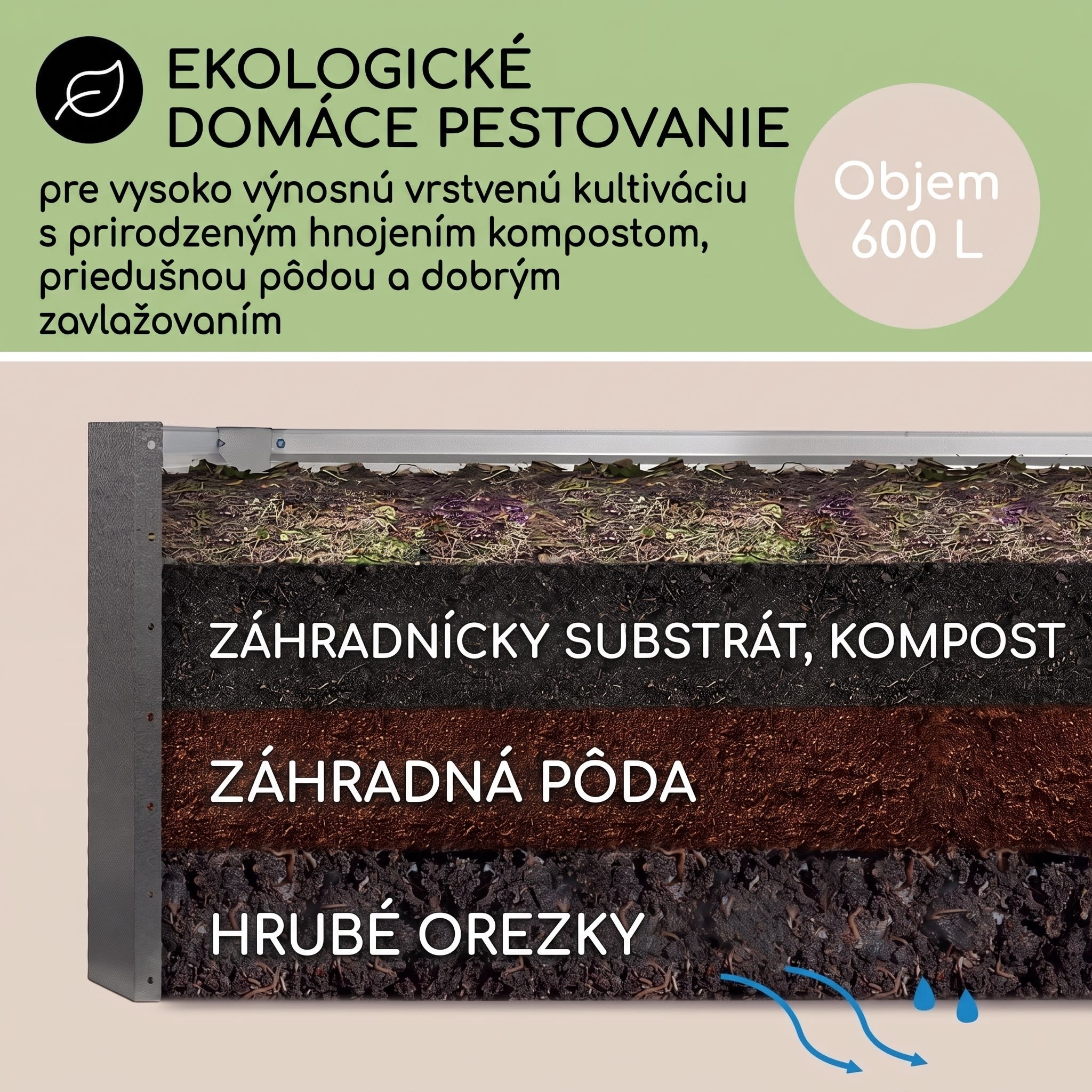 Blumfeldt Blum High Grow Straight, vyvýšený záhon, 100x60x100cm, 600l, oceľ – Obrázok 3