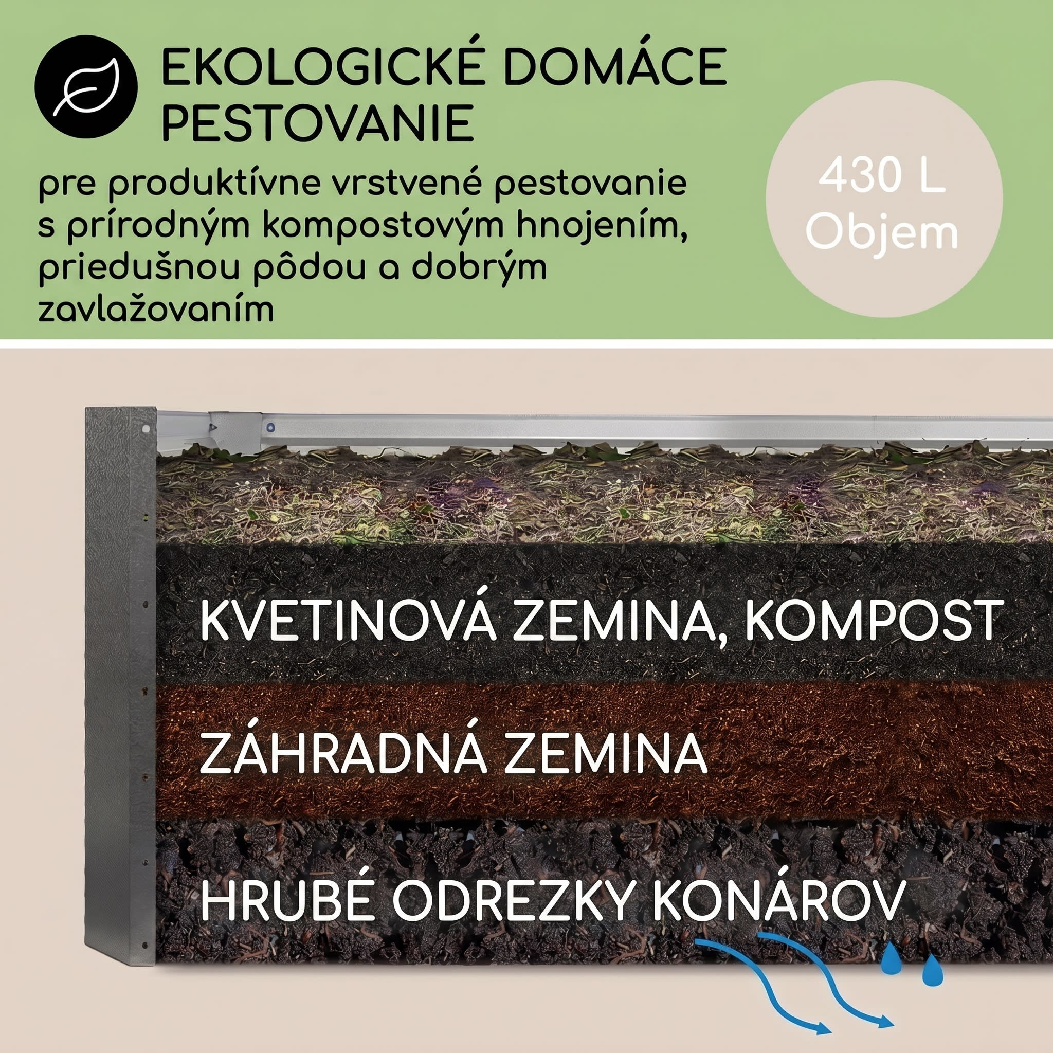 Blumfeldt High Grow Straight vyvýšený záhon 120x60x60 cm 432 l oceľ – Obrázok 3