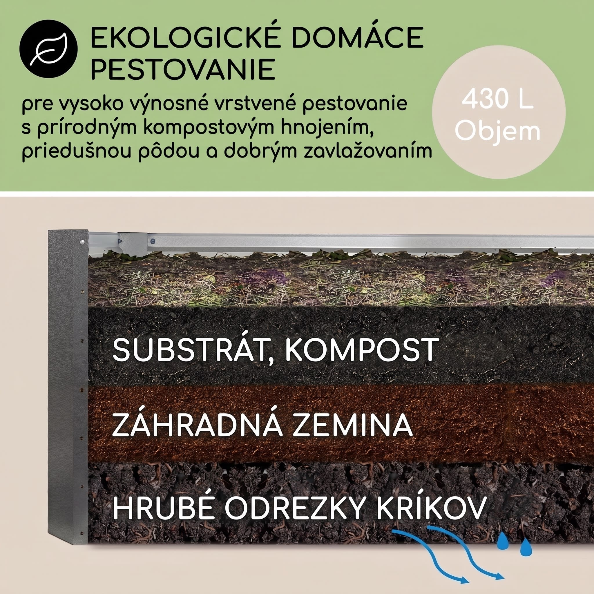 Blumfeldt High Grow Straight, vyvýšený záhon, 120 x 60 x 60 cm, 432 l, oceľ – Obrázok 3