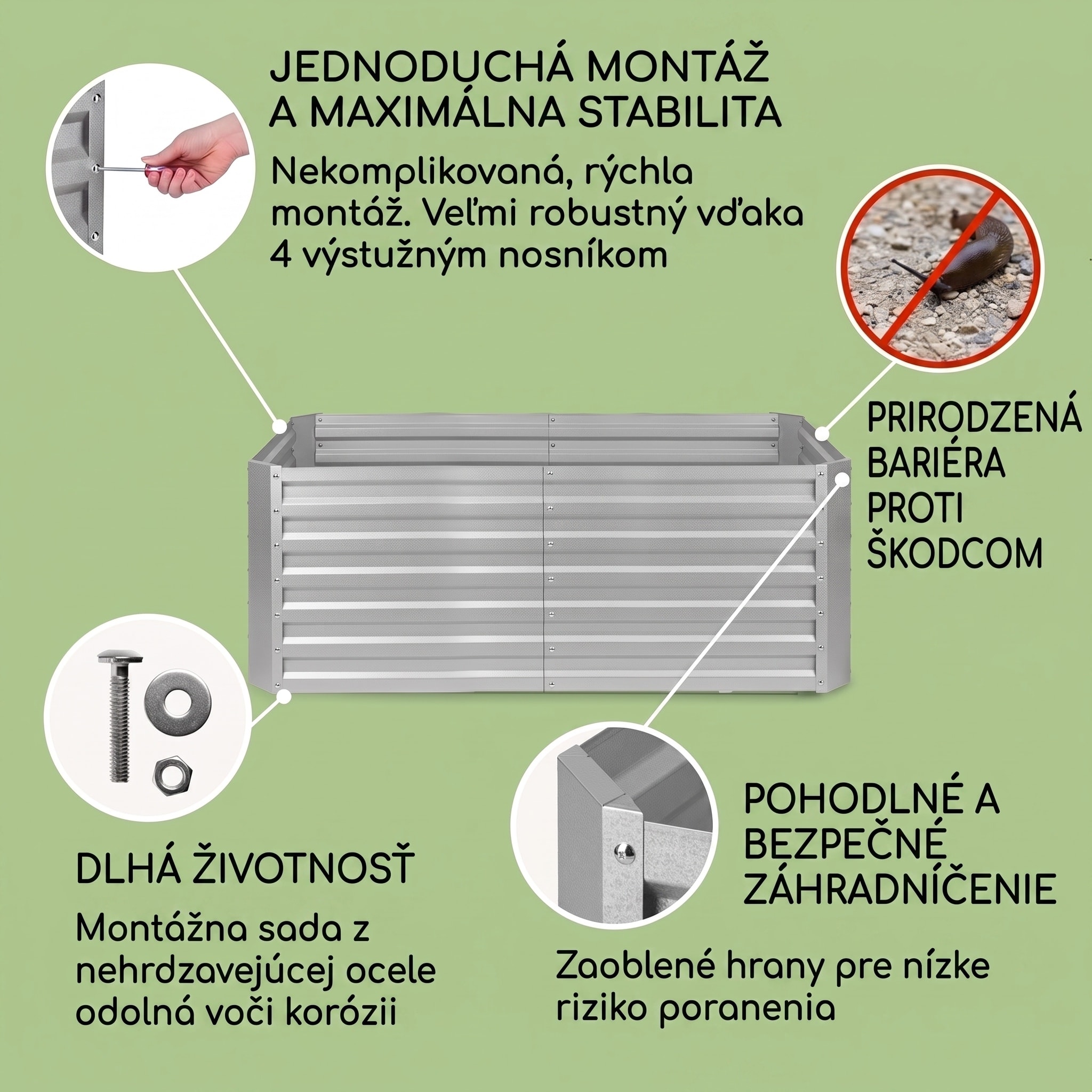 Blumfeldt High Grow Straight, vyvýšený záhon, 200 x 60 x 100 cm, 1200 l, oceľ – Obrázok 2