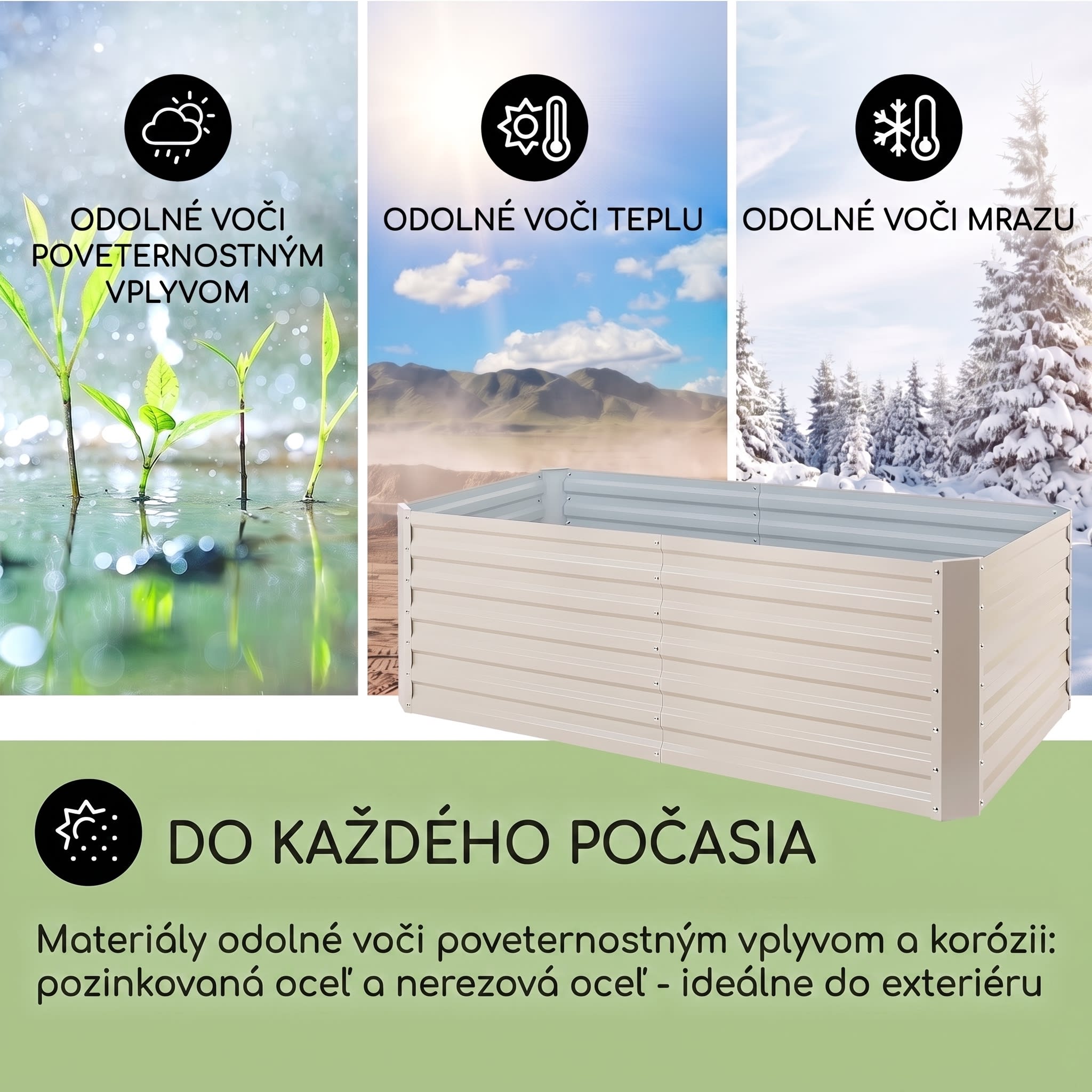 Blumfeldt High Grow Straight vyvýšený záhon 200x60x100 cm 1200 l oceľ