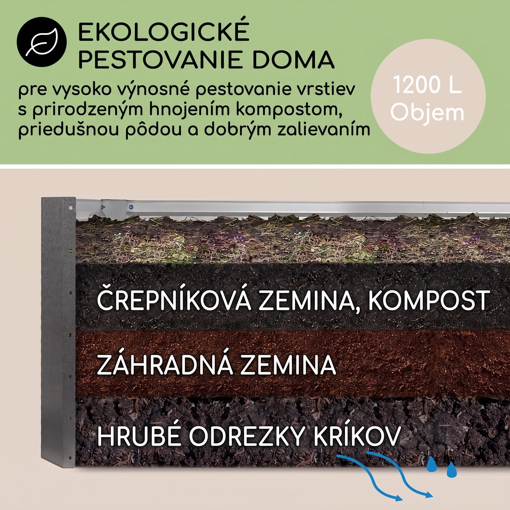 Blumfeldt High Grow Straight vyvýšený záhon 200x60x100 cm 1200 l oceľ – Obrázok 3