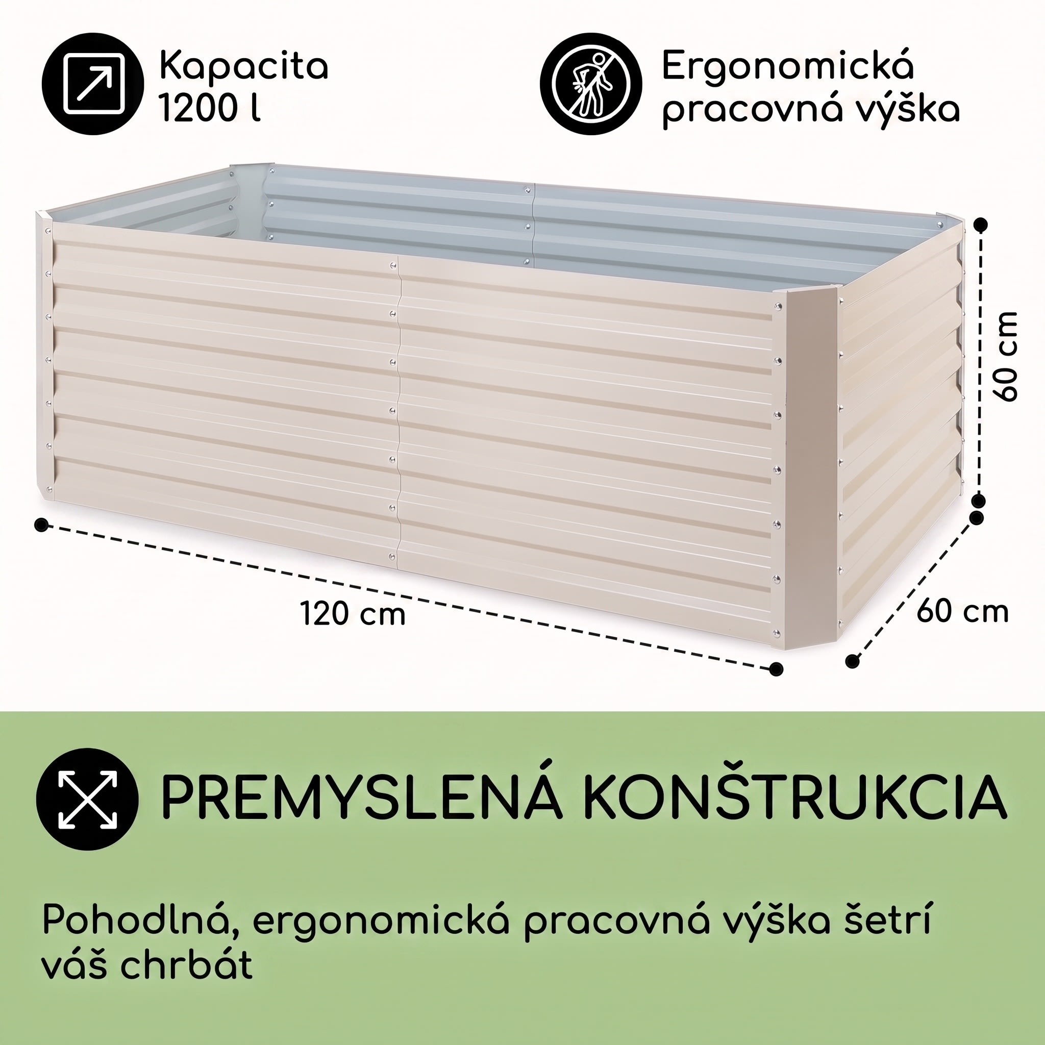 Blumfeldt High Grow Straight vyvýšený záhon 200x60x100 cm 1200 l oceľ – Obrázok 4
