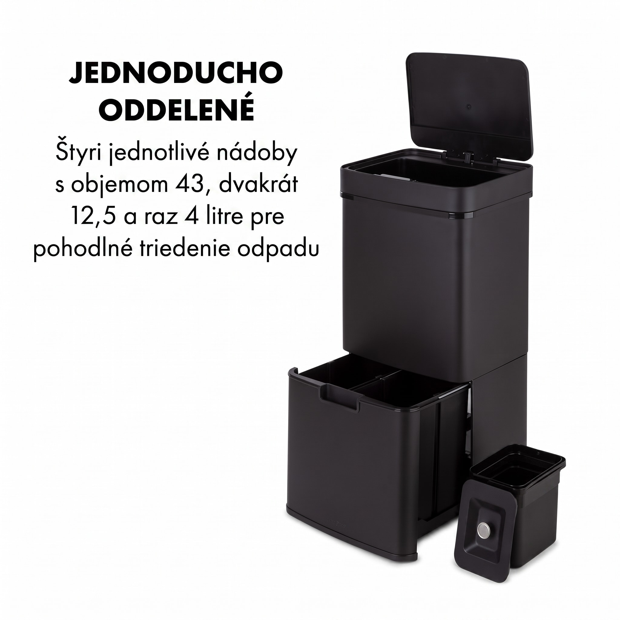 Klarstein Royal Trash Matte Black, odpadkový kôš so senzorom, 72 l, ušľachtilá oceľ, matná čierna – Obrázok 2