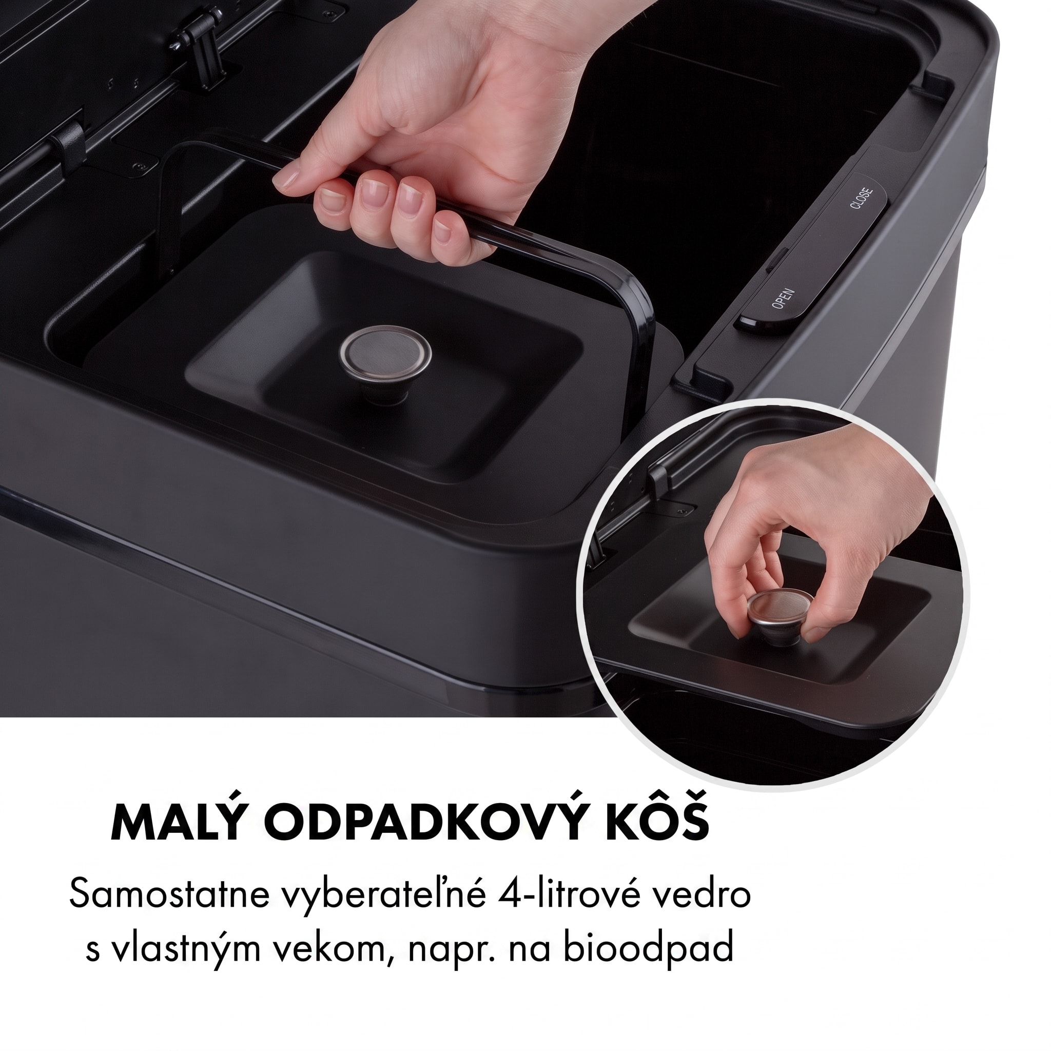 Klarstein Royal Trash Matte Black, odpadkový kôš so senzorom, 72 l, ušľachtilá oceľ, matná čierna – Obrázok 3