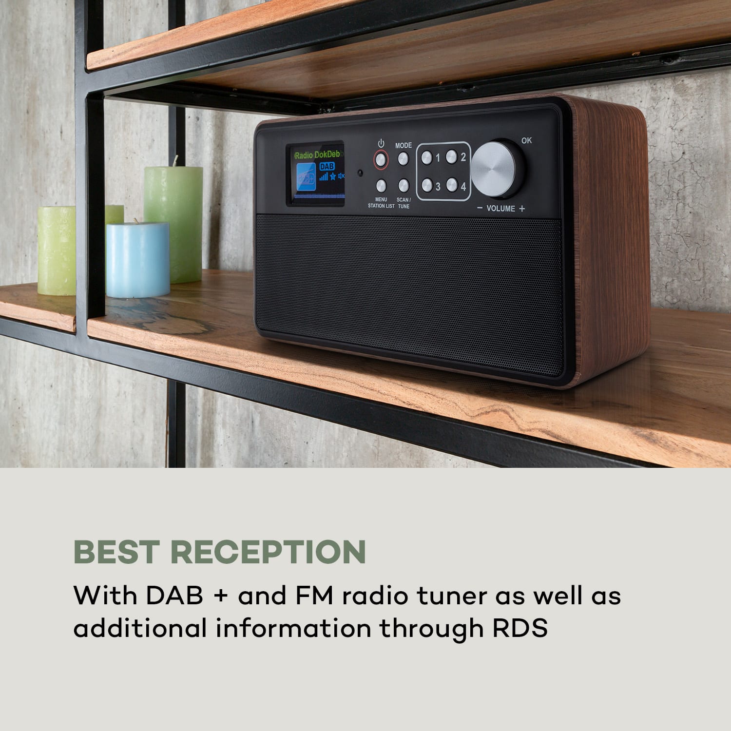 Auna Nestor, DAB+ rádio, DAB+/FM, 2 prevádzkové režimy, 2,4" TFT farebný displej, hnedé – Obrázok 2
