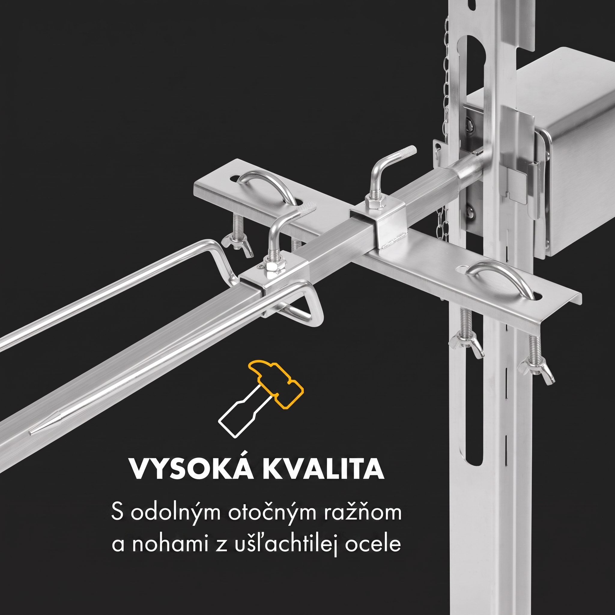 Klarstein Sauenland Survivor, gril na prasiatko, otočný špíz, 12 W, max. 70 kg, ušľachtilá oceľ – Obrázok 3
