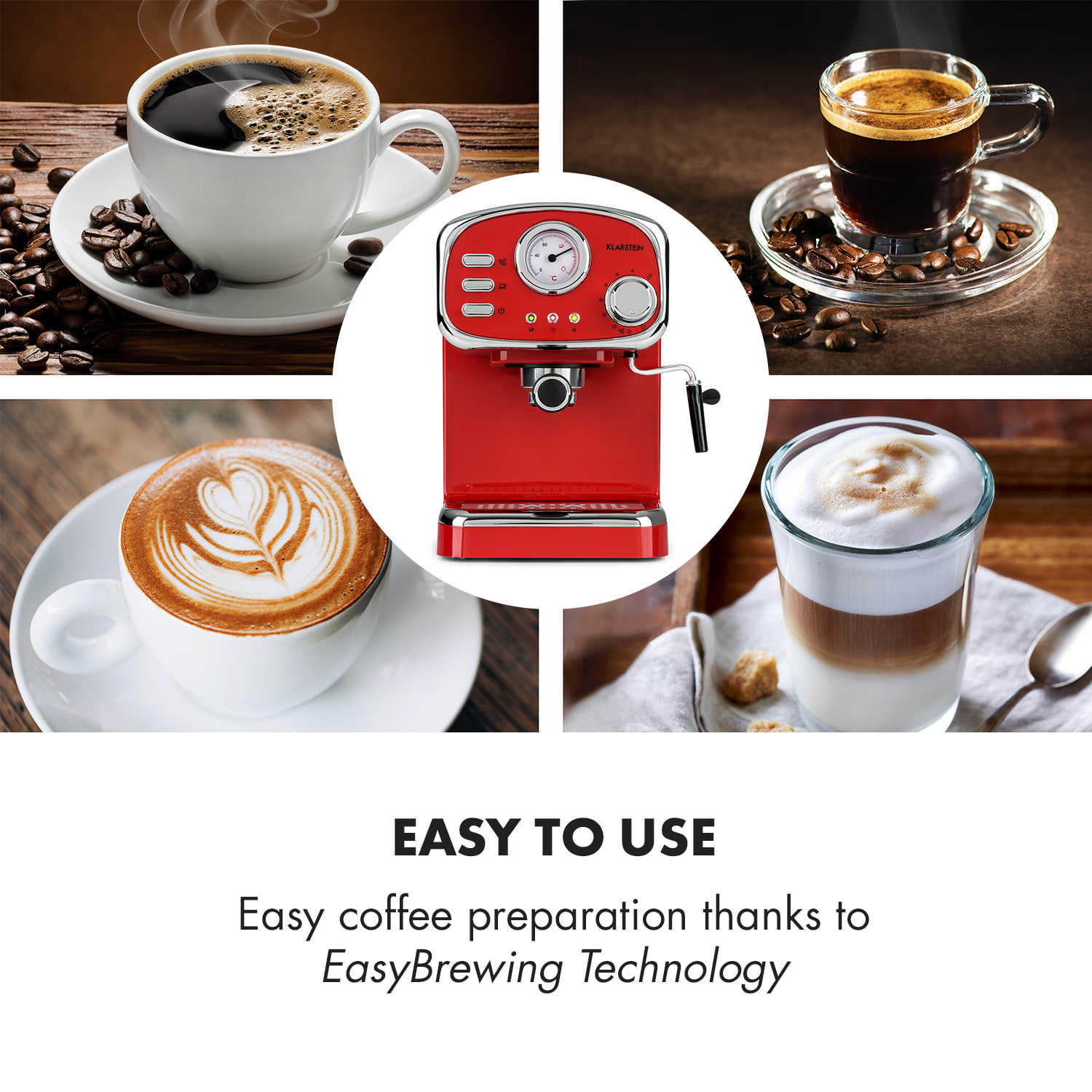 Klarstein Espressionata Gusto, espresso kávovar, 1100W. 15 Bar tlak – Obrázok 3