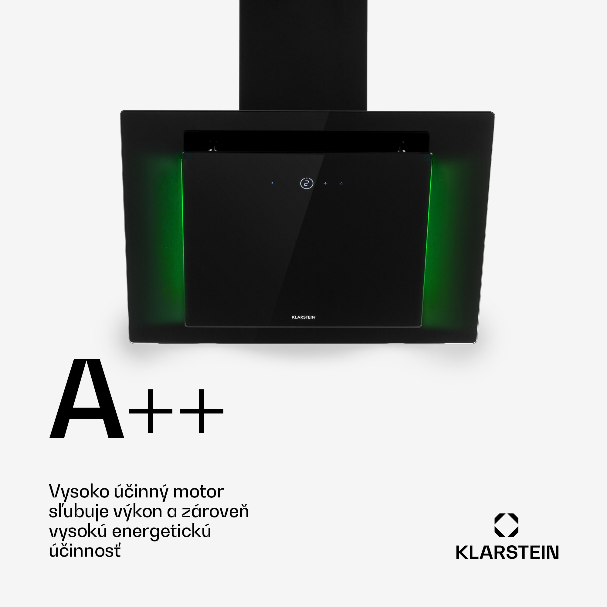 Klarstein Eleonora 60, digestor, 60 cm, nastenný, 424 m³/h, dotykový panel, LED, A++, čierny – Obrázok 2