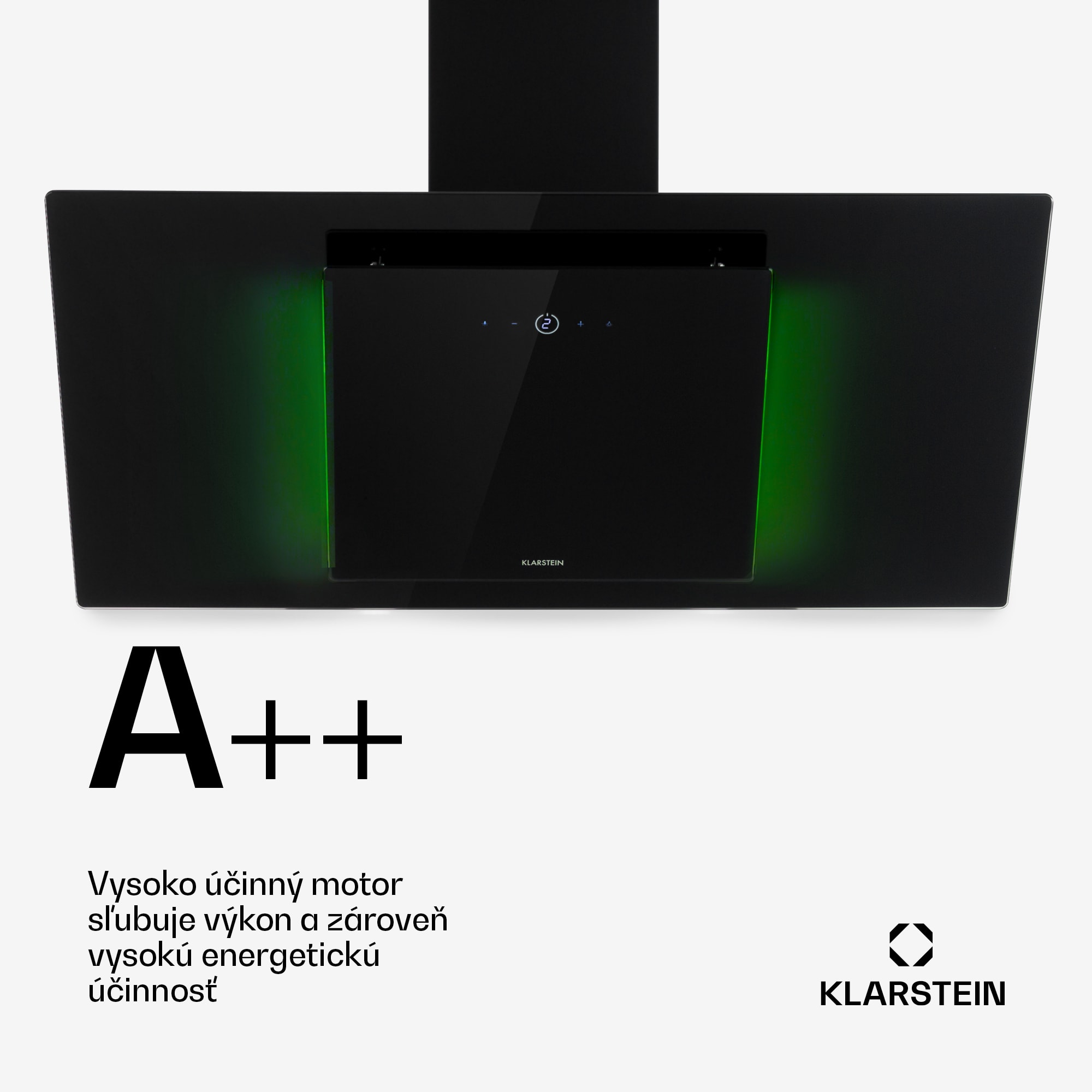 Klarstein Eleonora 90, digestor, 90 cm, nastenný, 420 m³/h, dotykový panel, LED, A++, čierny – Obrázok 2