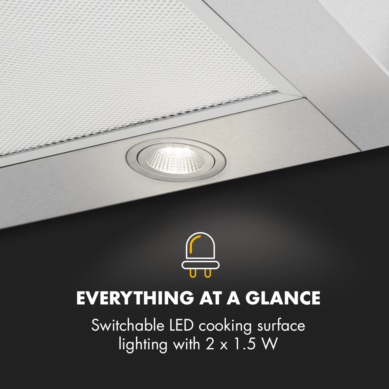 Klarstein Zelda Eco 90, odstraňovač pár, 240W, 3 stpňe, 410m³/h, LED, EEK: A+ – Obrázok 4