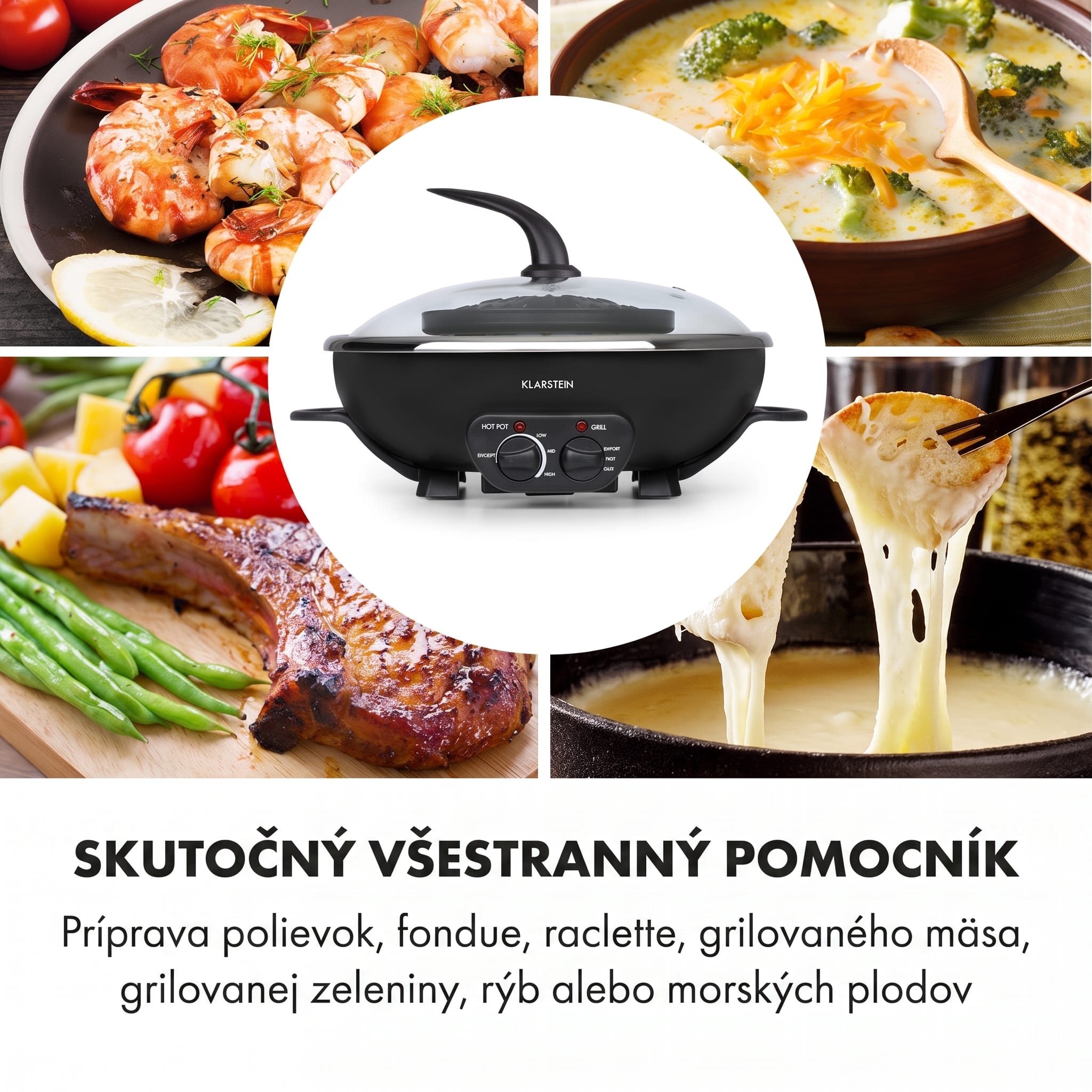 Klarstein Szechuan 2 v 1, hot pot a grilovacia platňa, objem 5 l, 1350/ 600 W, čierny – Obrázok 4