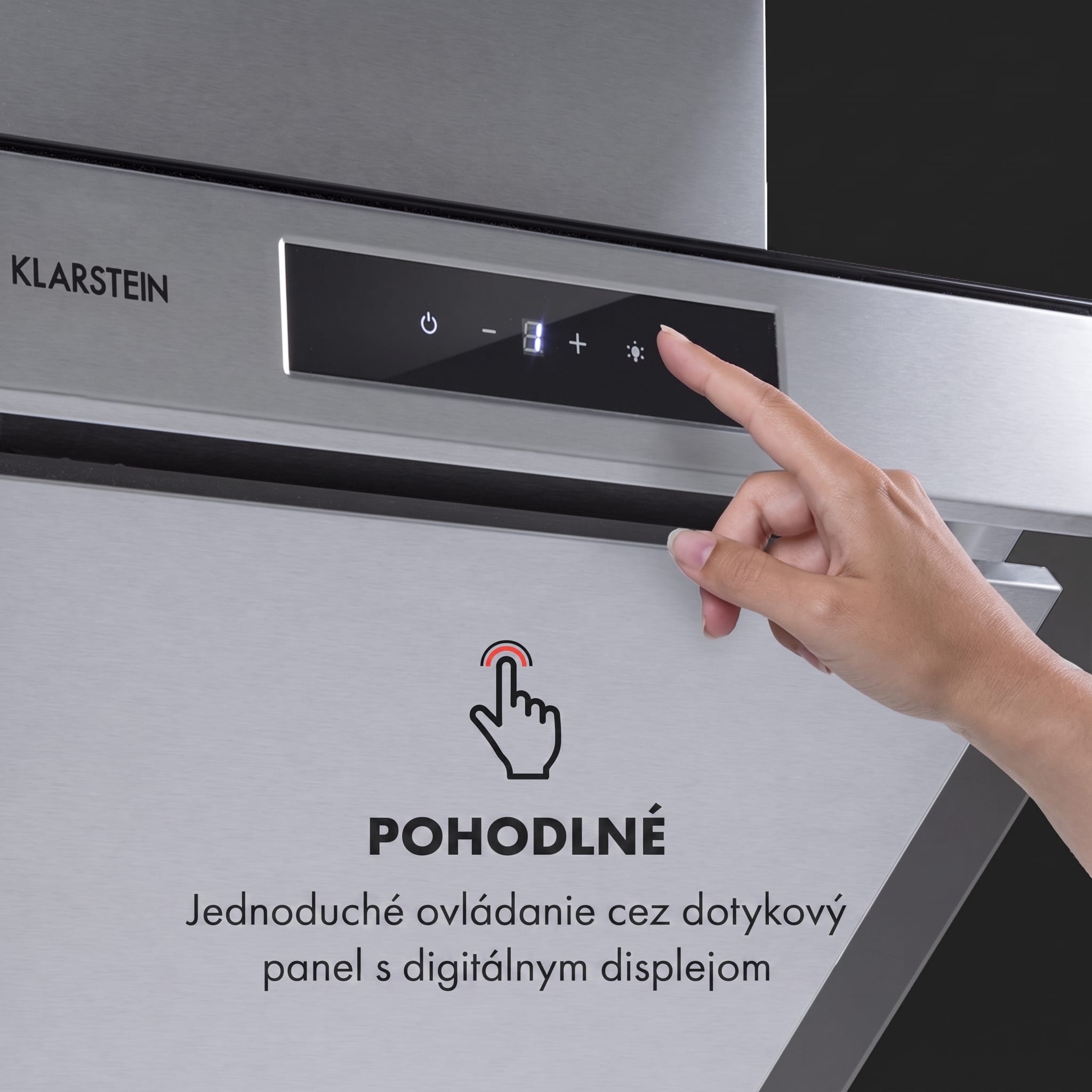 Klarstein Balzac Silent 60, digestor, 60 cm, nástenný, 604 m³/h, A, dotykové ovládanie, nehrdzavejúca oceľ – Obrázok 3