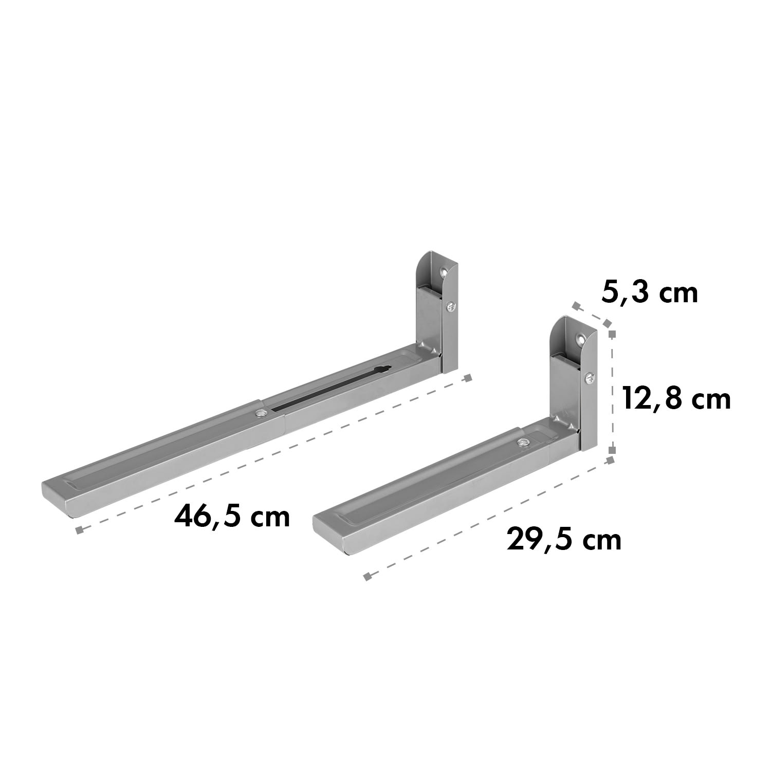 Klarstein MB-6, držiak na mikrovlnnú rúru, 30 kg, univerzálny, 32,5 – 49,2 cm, strieborný – Obrázok 4
