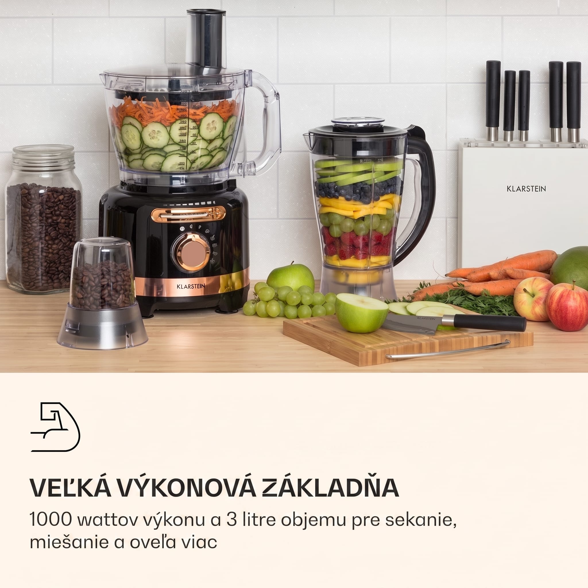 Klarstein Luca, multifunkčný mixér, 1000 W, 3 l, bezstupňové nastavenie rýchlosti, 6 režimov