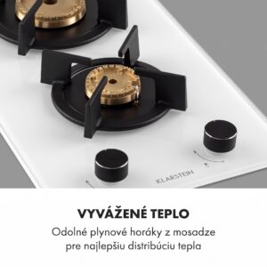 Klarstein Goldflame Domino, plynová varná doska, 2 mosadzné horáky, sklokeramika