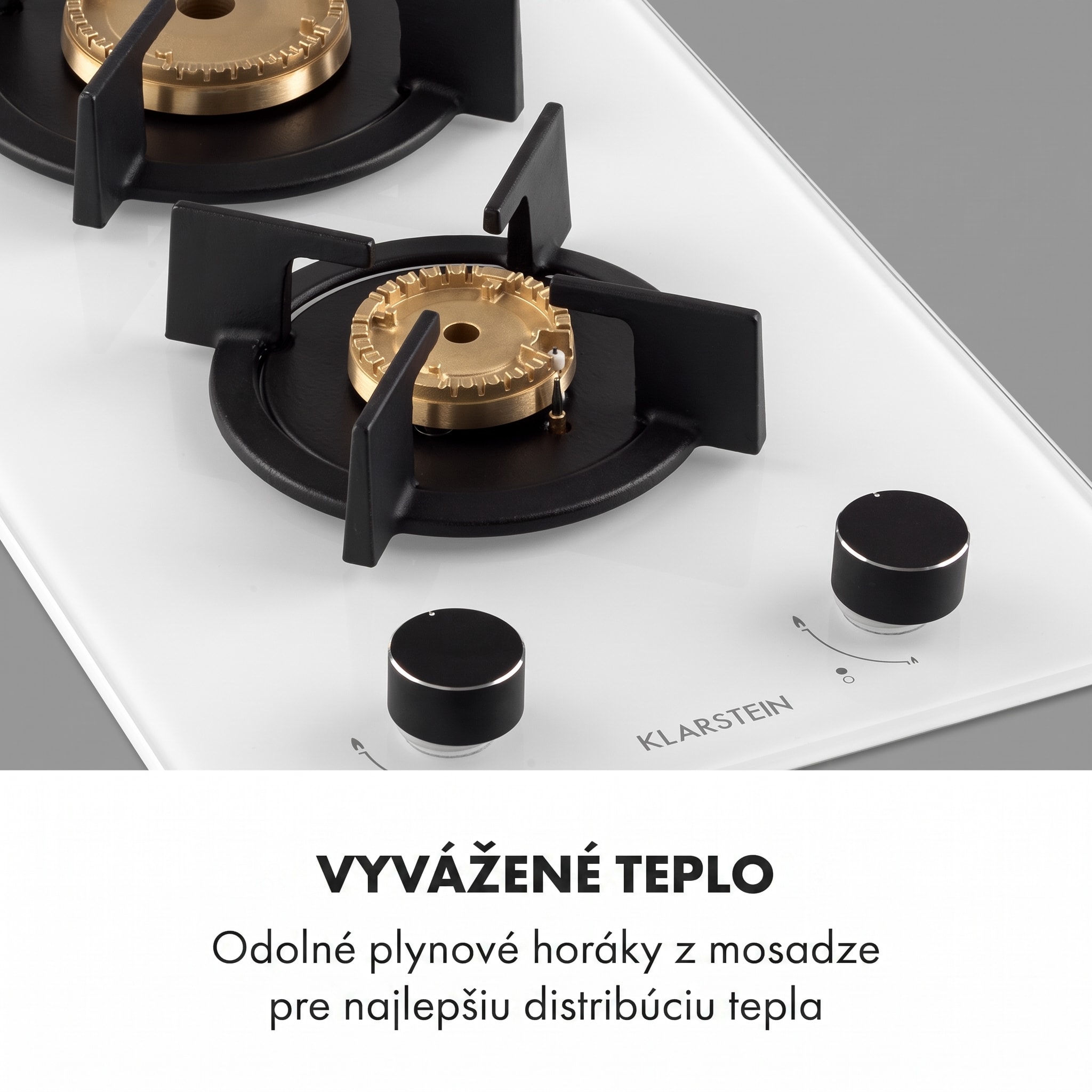 Klarstein Goldflame Domino, plynová varná doska, 2 mosadzné horáky, sklokeramika – Obrázok 2