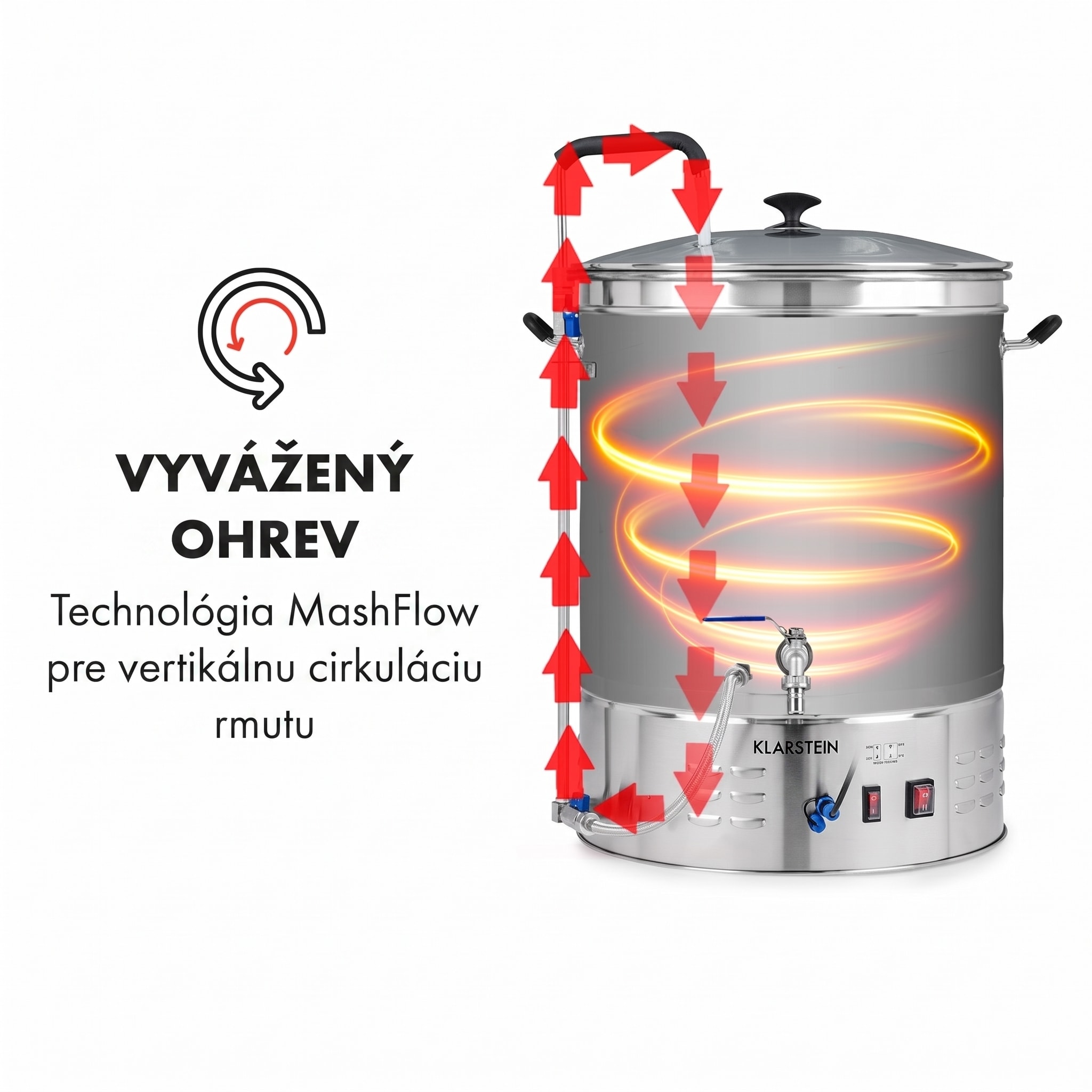 Klarstein Brauheld Pro, sladový kotol, 70 l, 3300 W, 30 – 100 °C, obehové čerpadlo, nehrdzavejúca oceľ – Obrázok 4