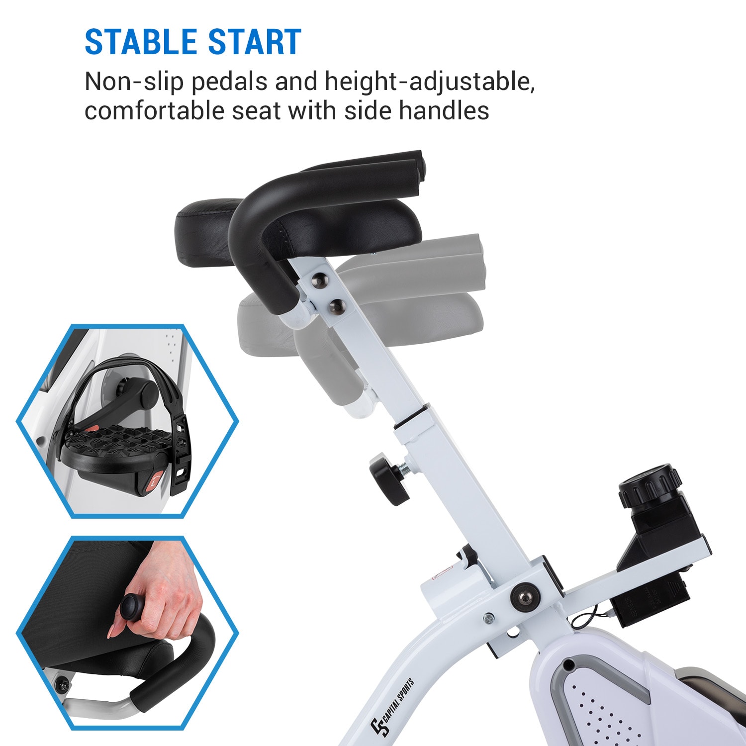 Capital Sports Azura Desk Bike, domáci rotoped, stacionárny bicykel, cyklotrenažér, záťažové koleso 7,5 kg, remeňový pohon – Obrázok 2