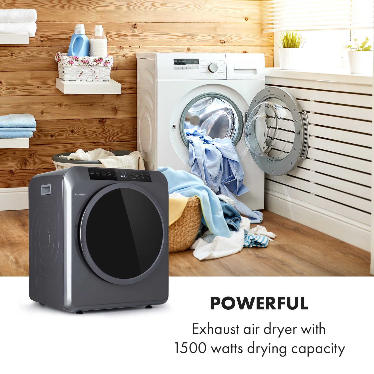 Klarstein EZ Dry, sušička bielizne, odvod vlhkého vzduchu, 1500W, 6kg, 60cm – Obrázok 3