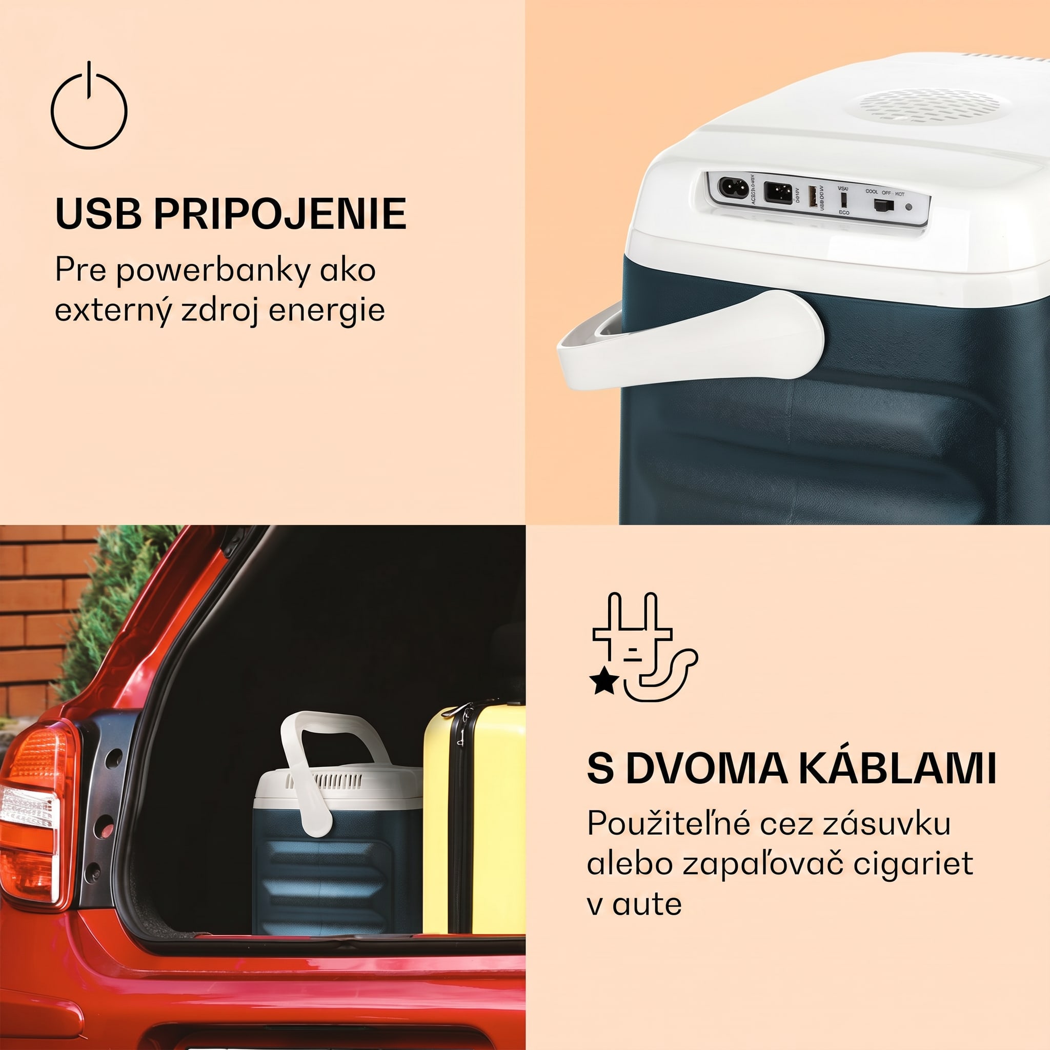 Klarstein BeerBelly 21, autochladnička, elektrický chladiaci box, funkcia chladenia a udržiavania tepla, USB port, režim ECO – Obrázok 2