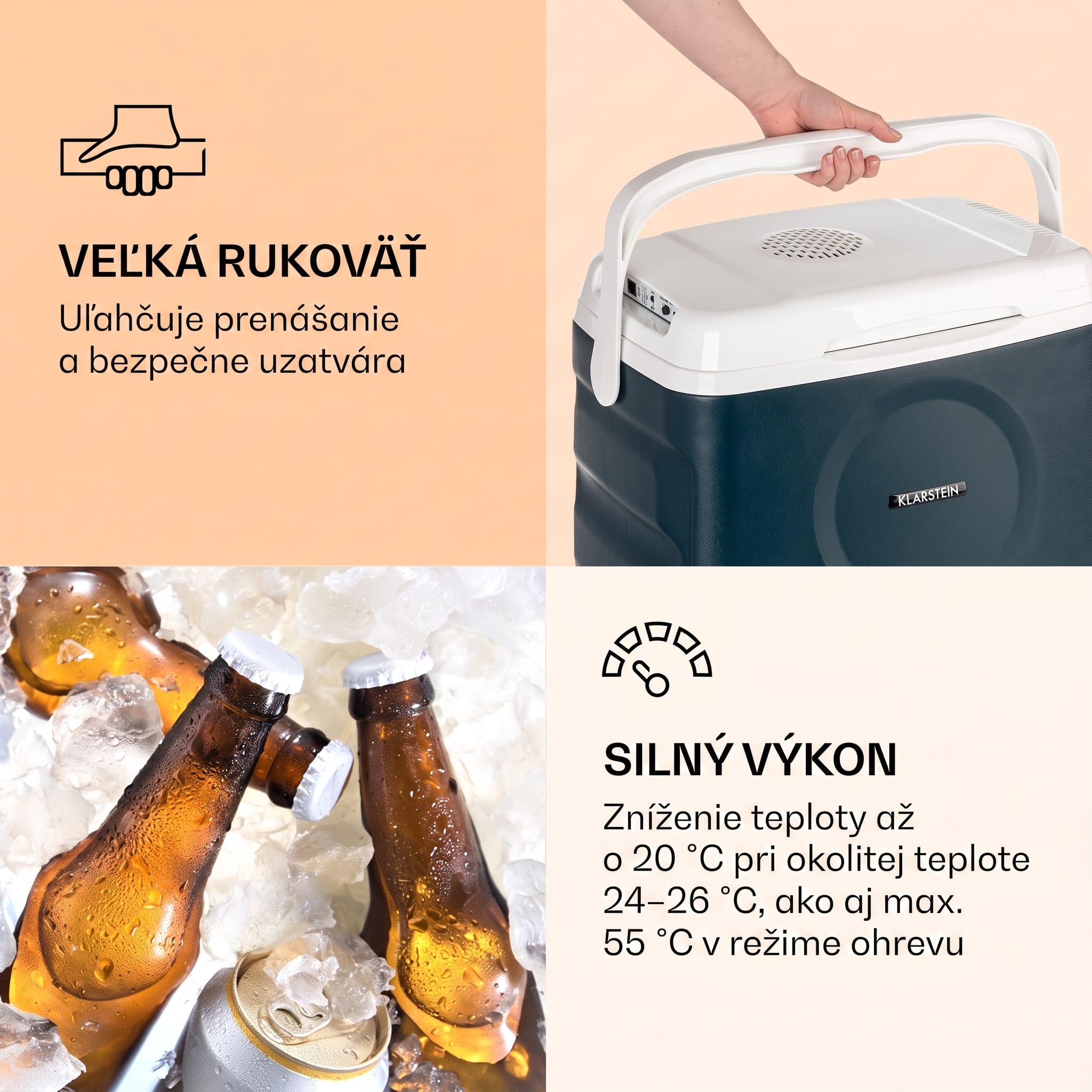 Klarstein BeerBelly 21, autochladnička, elektrický chladiaci box, funkcia chladenia a udržiavania tepla, USB port, režim ECO – Obrázok 4