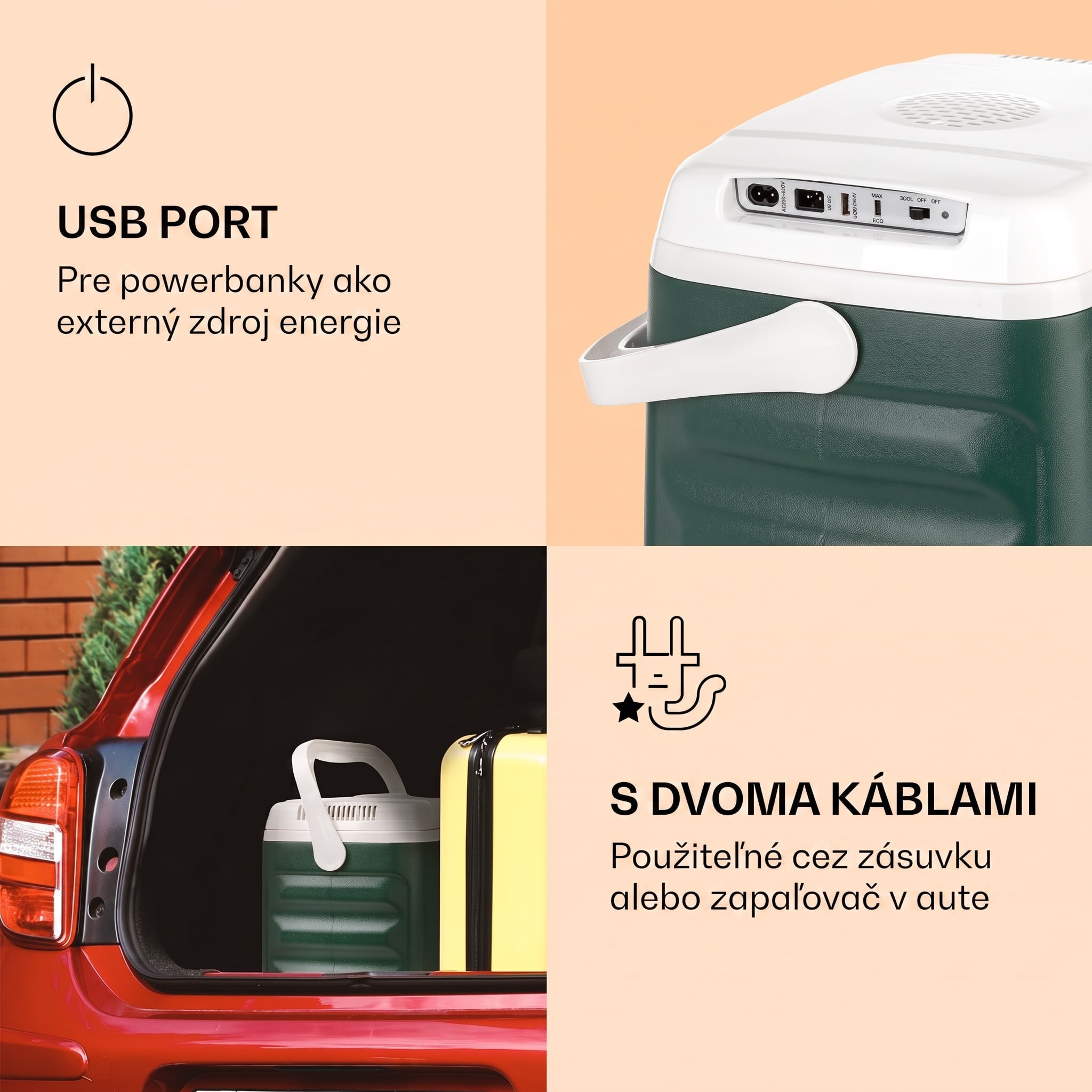 Klarstein BeerBelly 21, autochladnička, elektrický chladiaci box, funkcia chladenia a udržiavania tepla, USB port, režim ECO – Obrázok 2