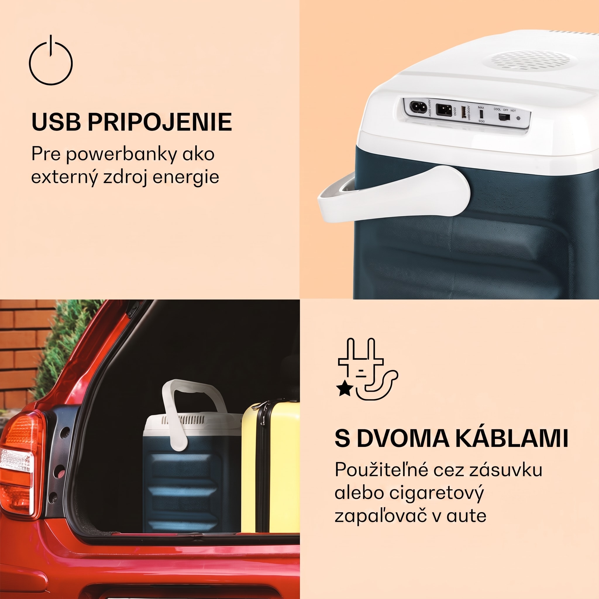 Klarstein BeerBelly 29, autochladnička, elektrický chladiaci box, funkcia chladenia a udržiavania tepla, USB port, režim ECO – Obrázok 2