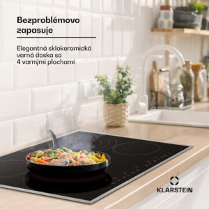 Klarstein Virtuosa 4, sklokeramická varná doska, 6500 W, 4 platničky, rám z nehrdzavejúcej ocele