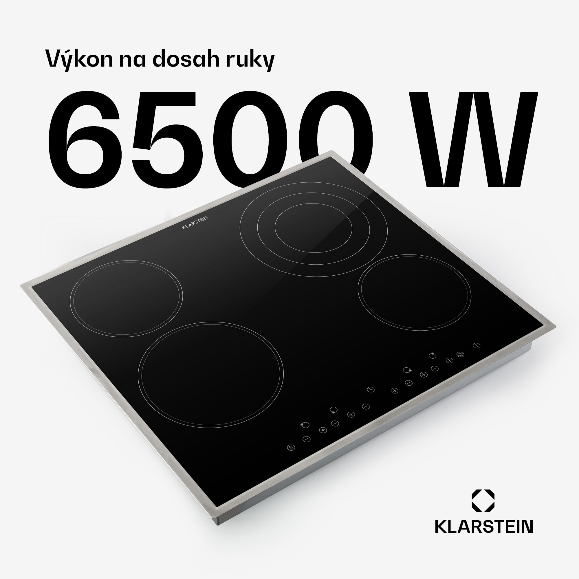 Klarstein Virtuosa 4, sklokeramická varná doska, 6500 W, 4 platničky, rám z nehrdzavejúcej ocele – Obrázok 2