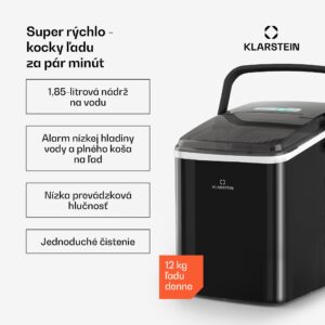 Klarstein Arctic Porter, výrobník ľadu, kužeľovité kúsky ľadu, 12 kg/24 h, nehrdzavejúca oceľ