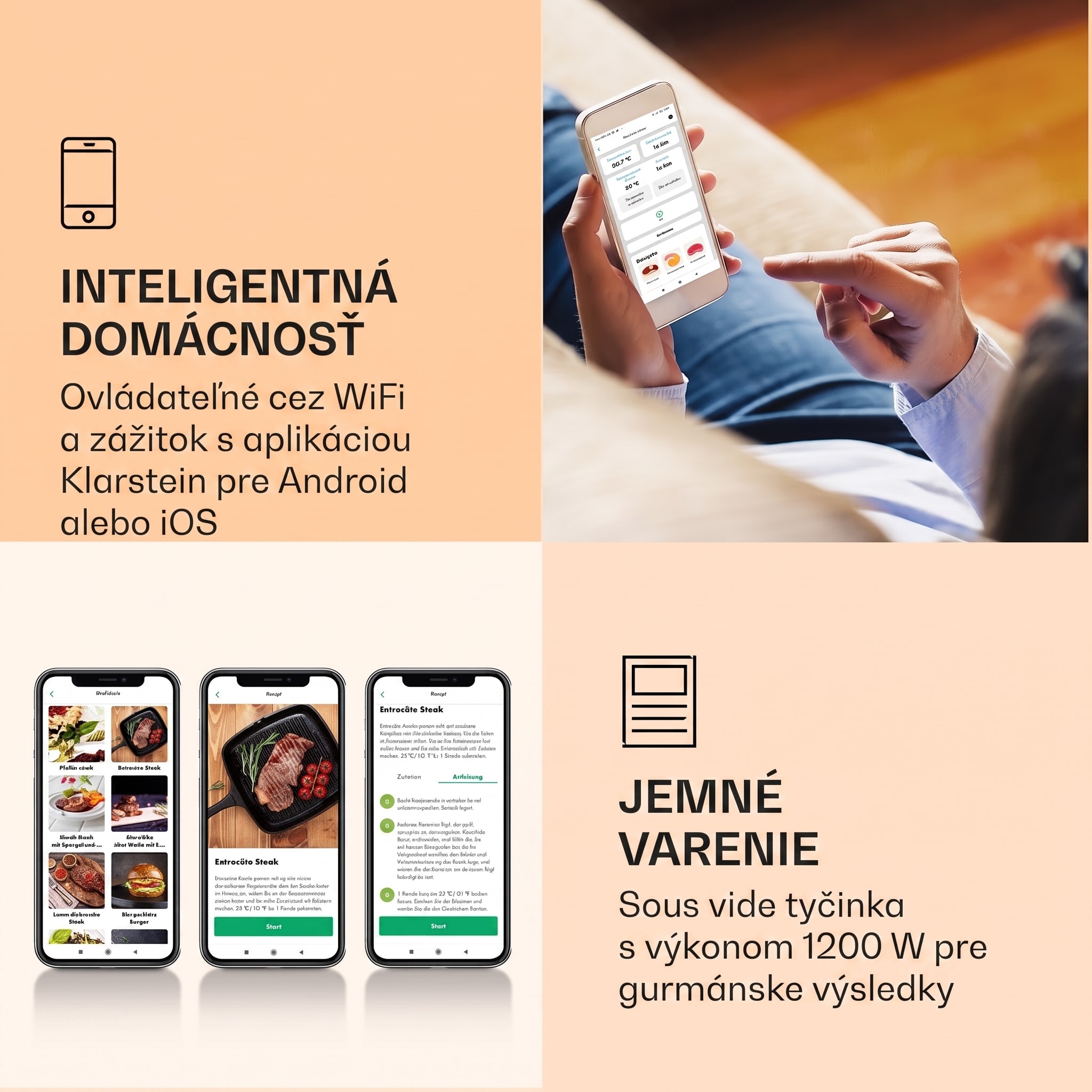 Klarstein Quickstick Smart, Sous Vide varič, 1200 W, 20-95 °C, 3D cirkulácia – Obrázok 2