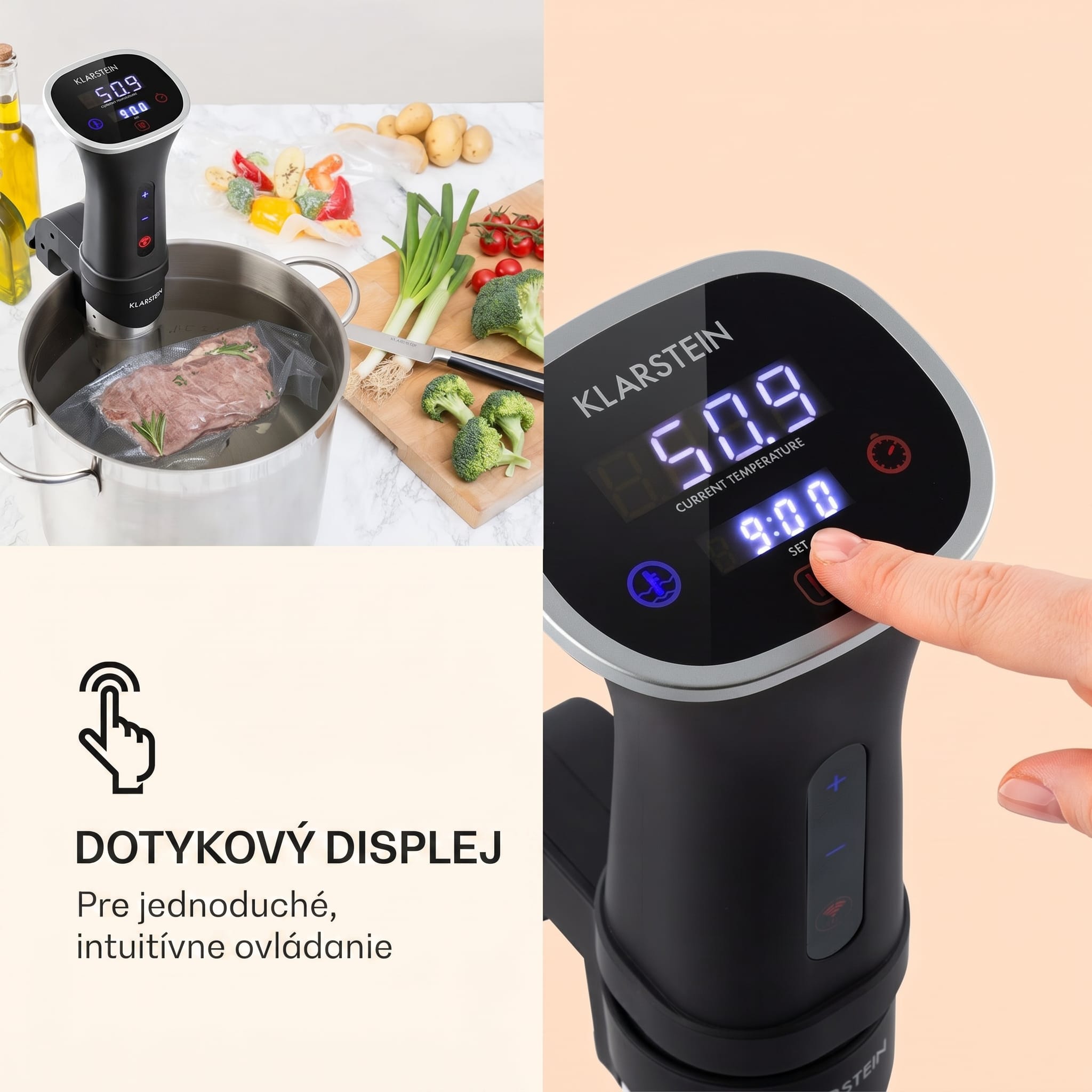 Klarstein Quickstick Smart, Sous Vide varič, 1200 W, 20-95 °C, 3D cirkulácia – Obrázok 3