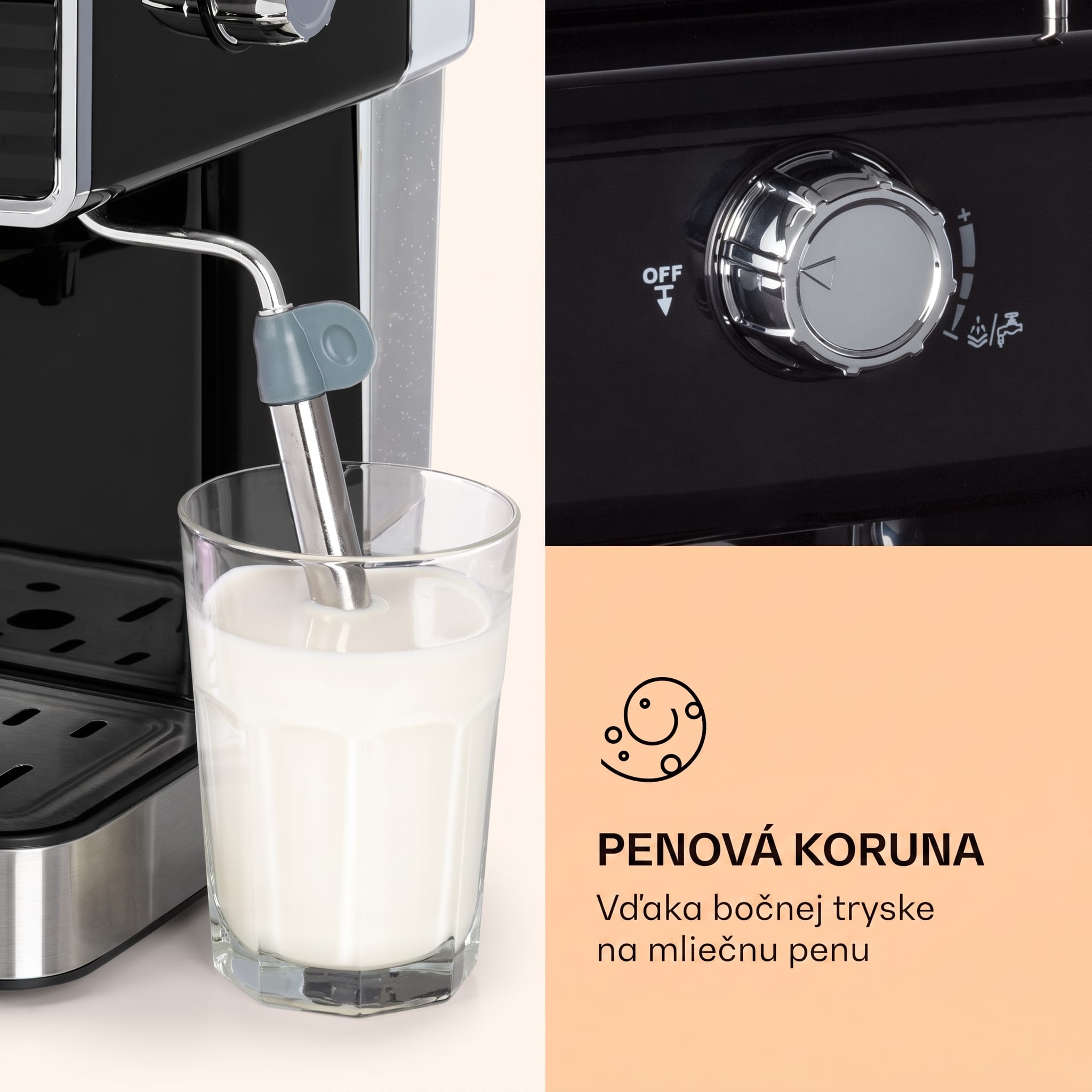 Klarstein Gusto Classico, pákový kávovar, 1350 W, 20 bar, 1,5l, nehrdzavejúca oceľ – Obrázok 3