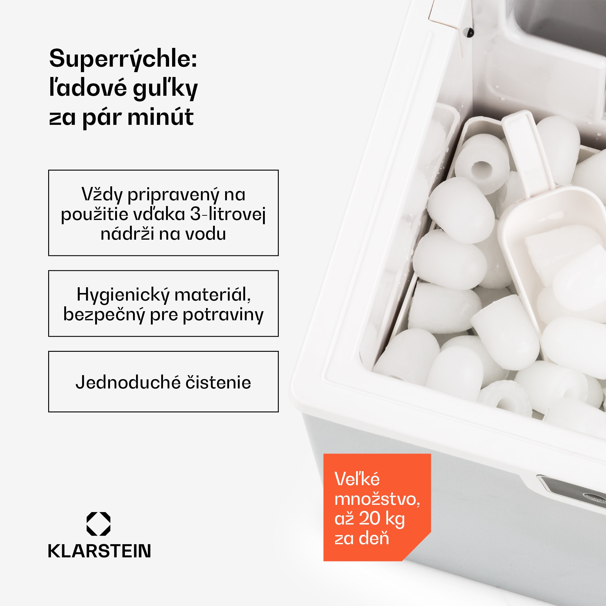Klarstein Icefestival Bullet, výrobník ľadu, 195 W, nádrž 1,9 l, 20 kg/24 h