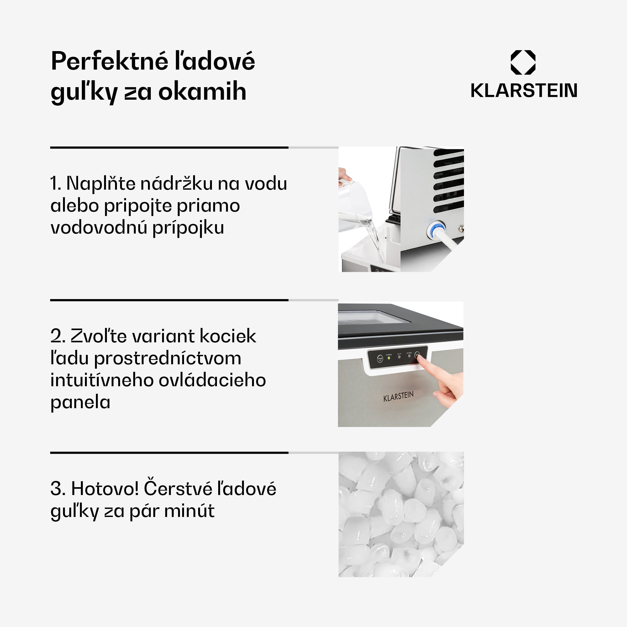 Klarstein Icefestival Bullet, výrobník ľadu, 195 W, nádrž 1,9 l, 20 kg/24 h – Obrázok 3