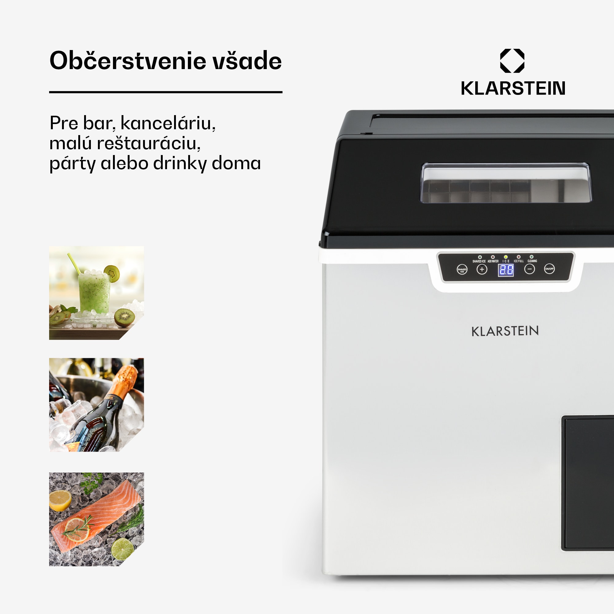 Klarstein Icefestival Cube, výrobník ľadu, 195 W, nádrž 1,9 l, 20 kg/24 h – Obrázok 2