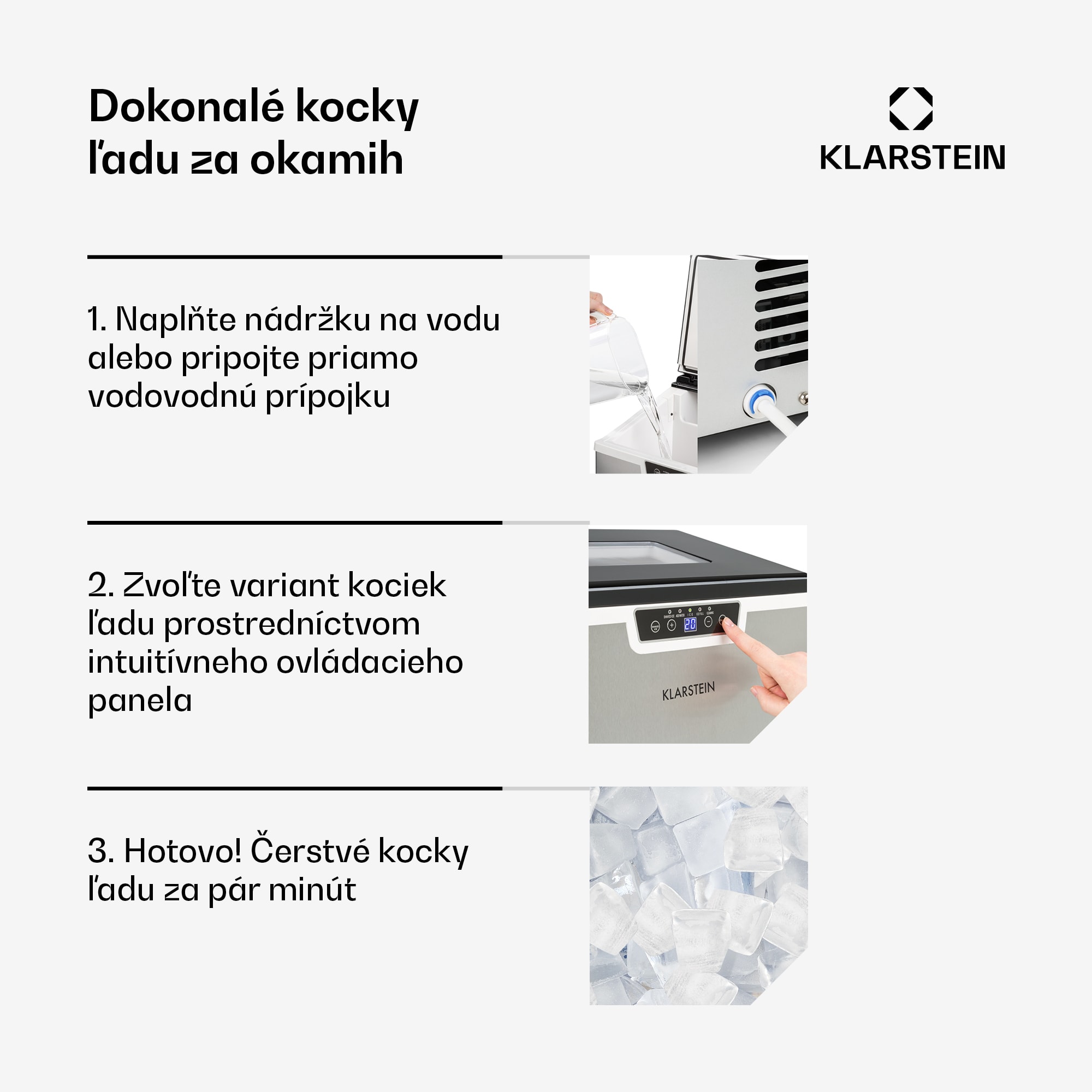 Klarstein Icefestival Cube, výrobník ľadu, 195 W, nádrž 1,9 l, 20 kg/24 h – Obrázok 3