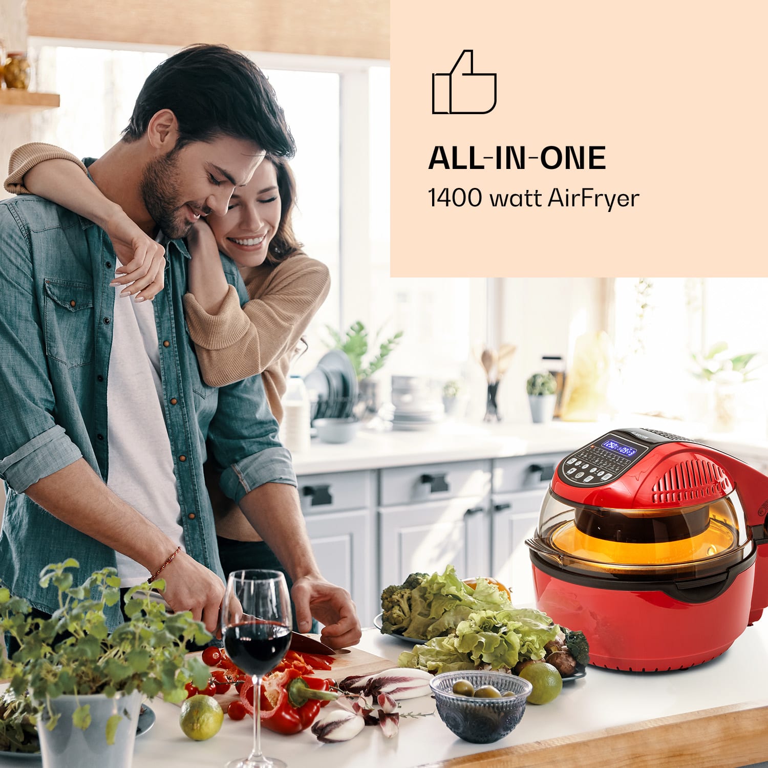 Klarstein VitAir Smart, teplovzdušná fritéza, 1400 W, 7,75 l, 20 programov, ovládanie cez aplikáciu