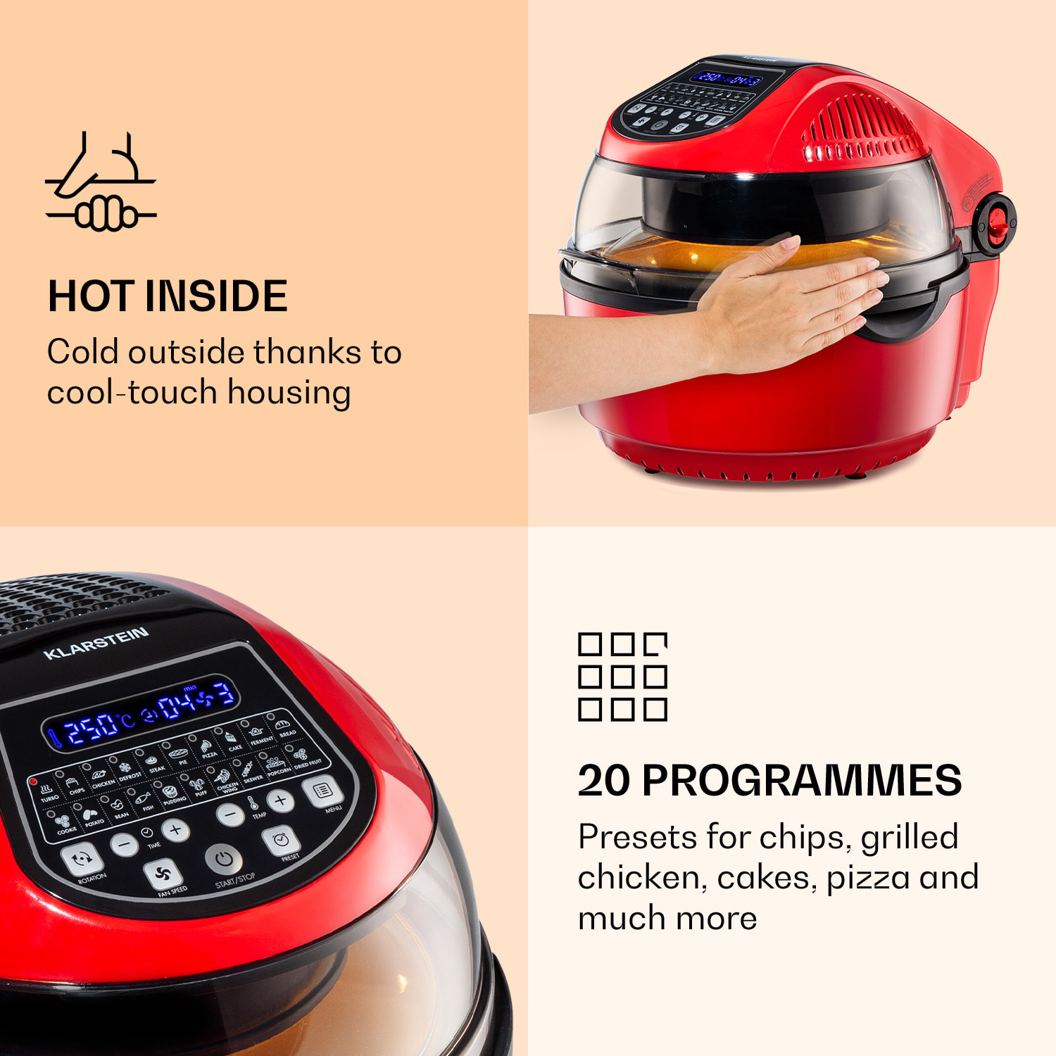 Klarstein VitAir Smart, teplovzdušná fritéza, 1400 W, 7,75 l, 20 programov, ovládanie cez aplikáciu – Obrázok 4