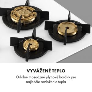 Klarstein Goldflame 5, plynová varná doska, 5 mosadzné horáky, sklokeramika