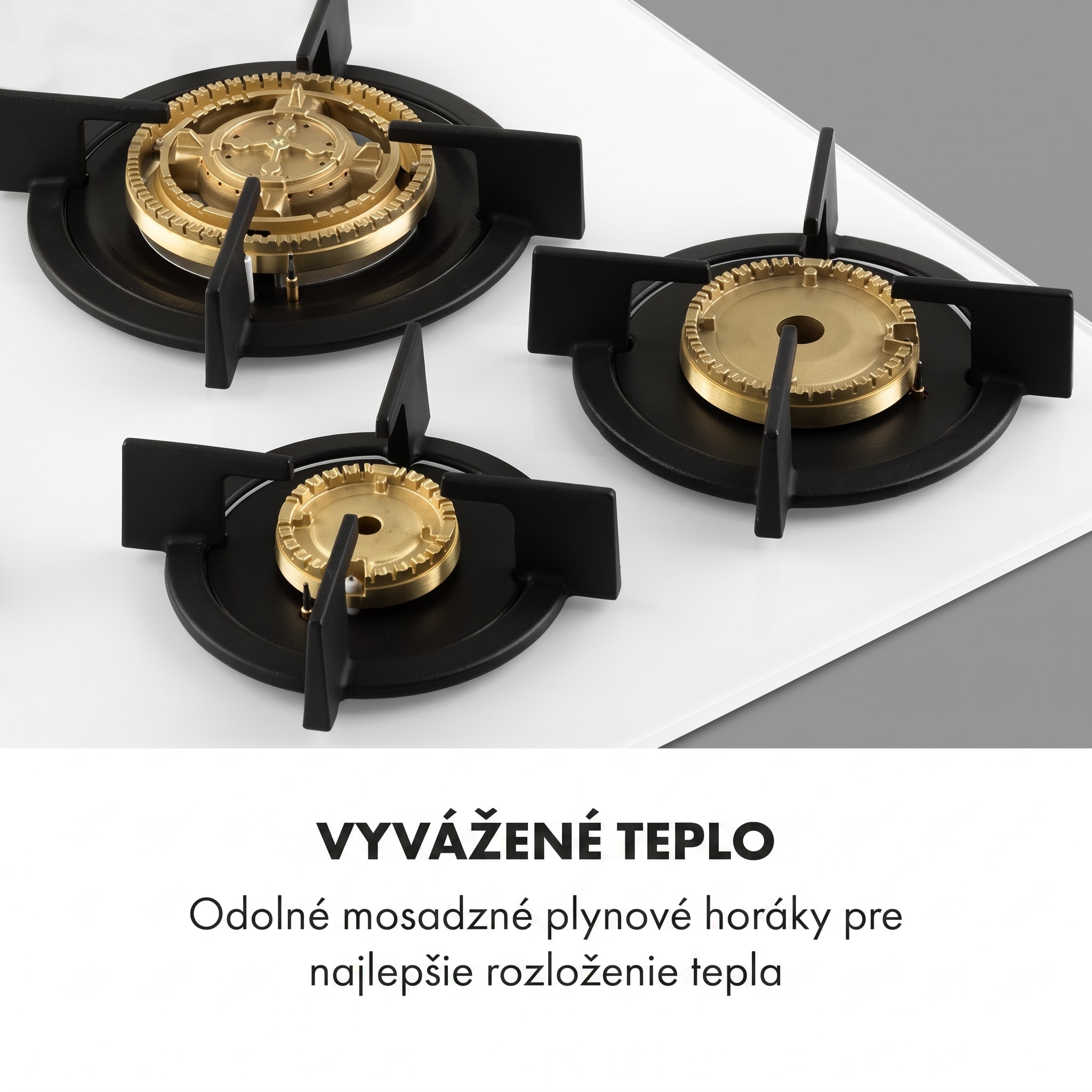 Klarstein Goldflame 5, plynová varná doska, 5 mosadzné horáky, sklokeramika – Obrázok 2