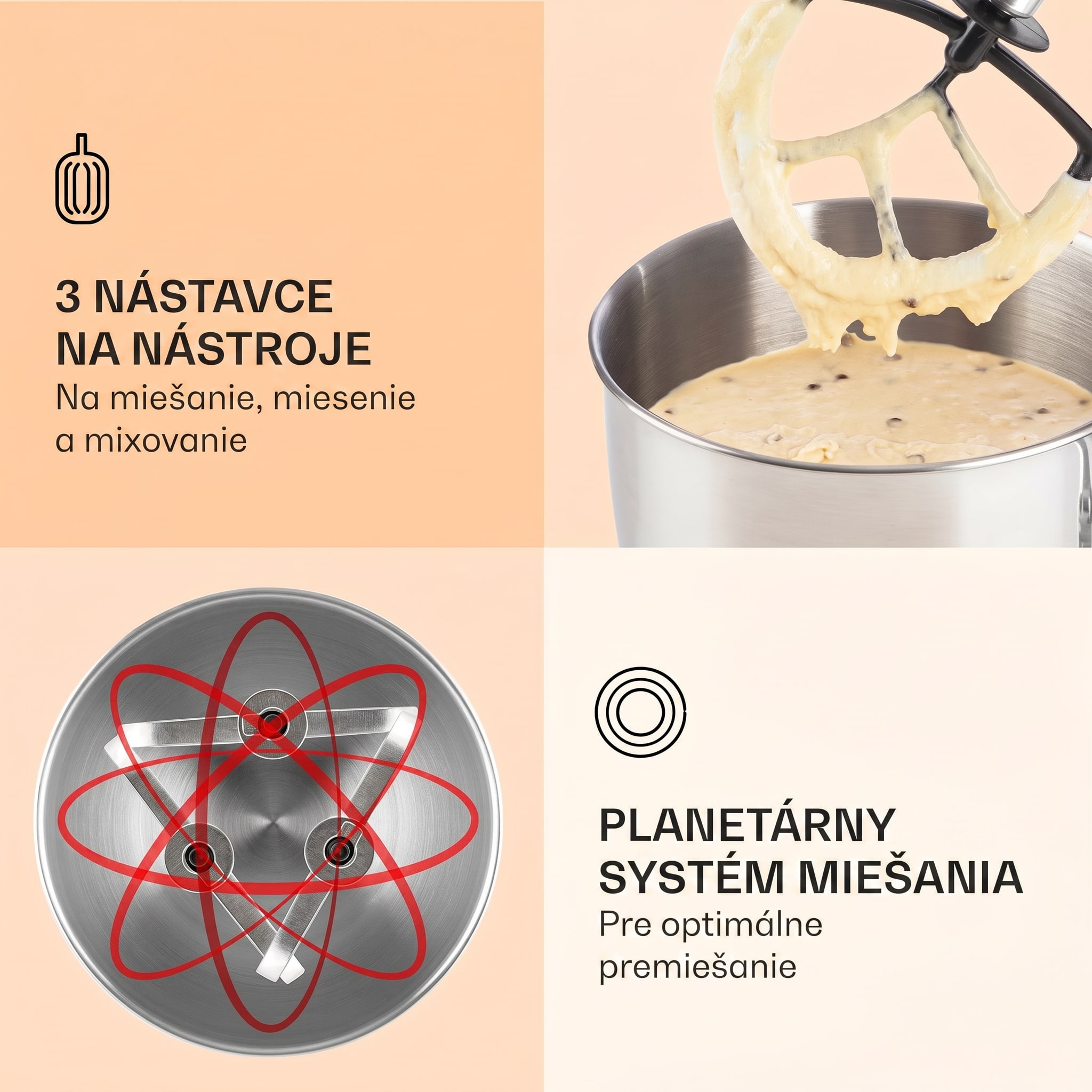 Klarstein Lucia Elegance, kuchynský robot, mixér, mlynček na mäso, 1800 W, bez BPA – Obrázok 3