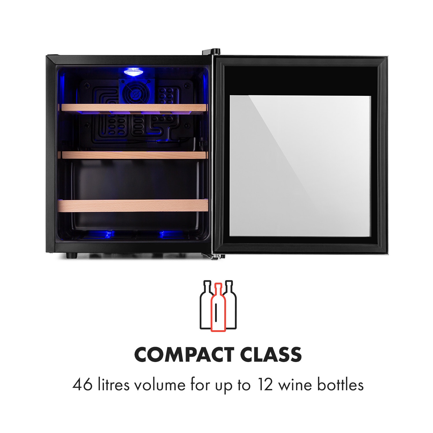 Klarstein Vinetage 12 Uno, vinotéka, 46 l, 12 fliaš, 4-18°C, 40 dB, sklo – Obrázok 3