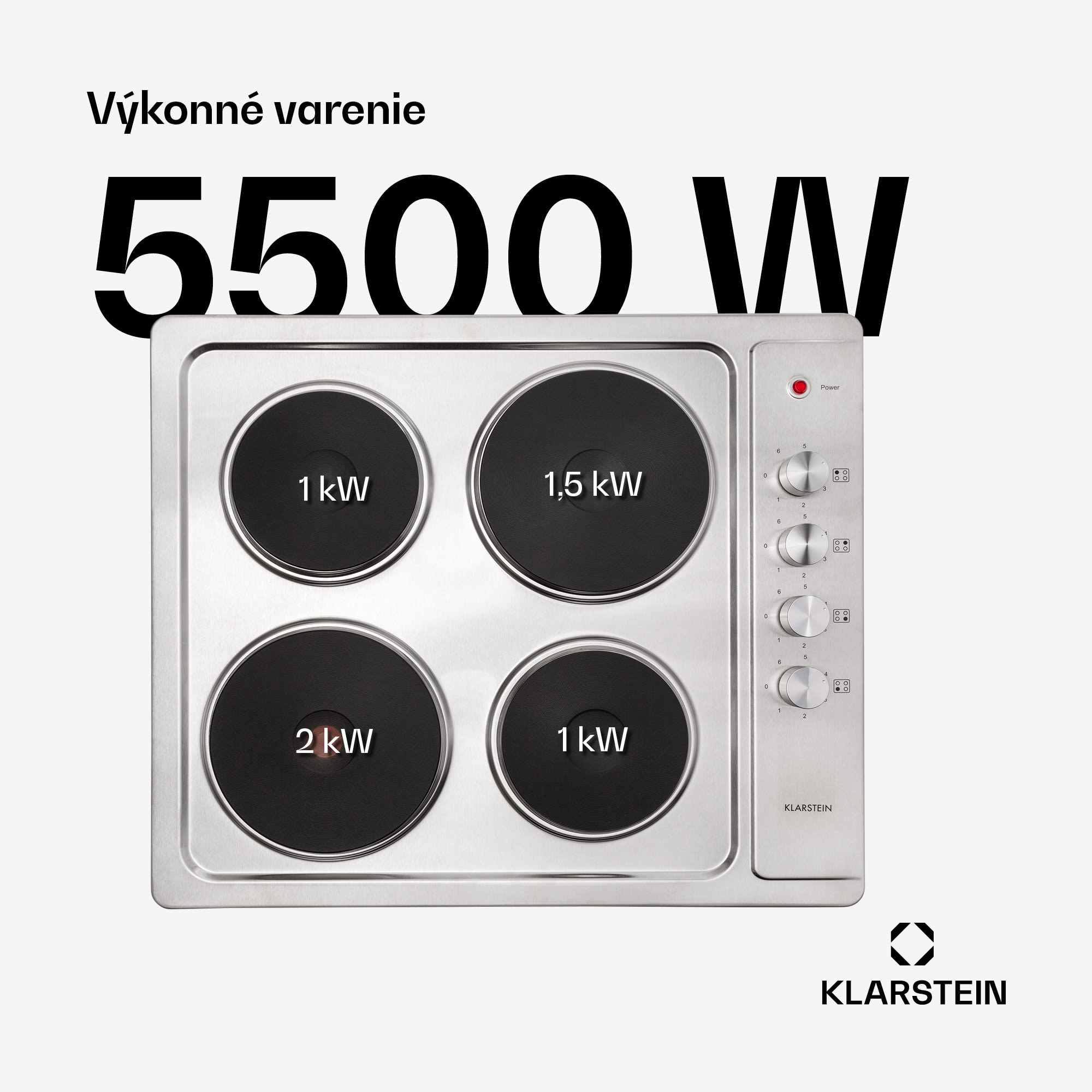 Klarstein Appetito 4 elektrická varná doska 4 platne 6 stupňov 5500 watt nehrdzavejúca oceľ – Obrázok 2